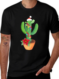 Festive Cactus Graphic Tee - Holiday Cheer!