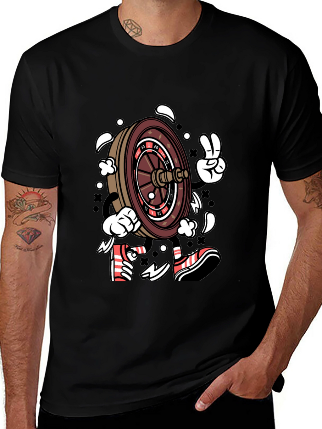 Roulette Wheel Character Graphic T-Shirt