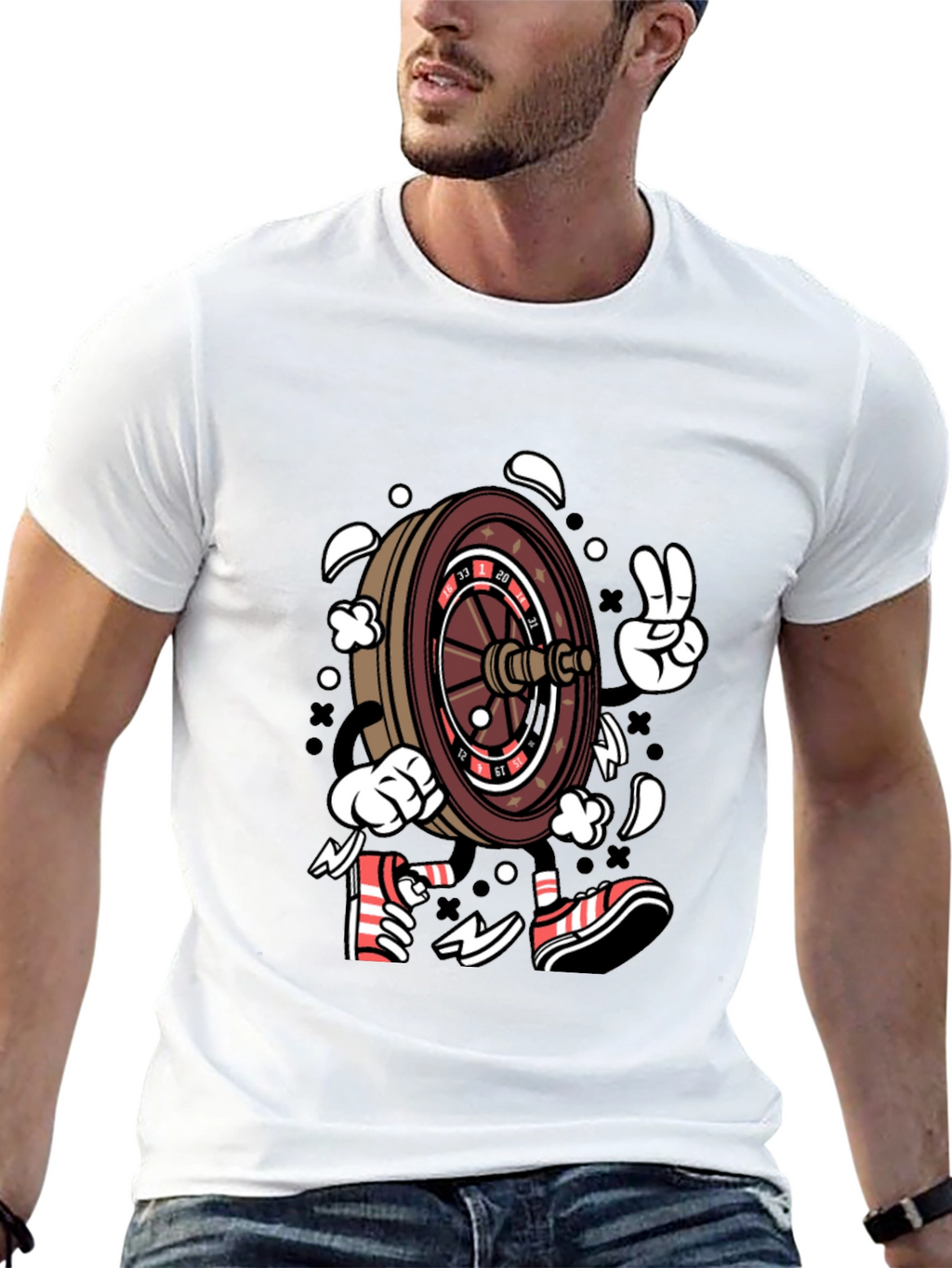 Roulette Wheel Character Graphic T-Shirt