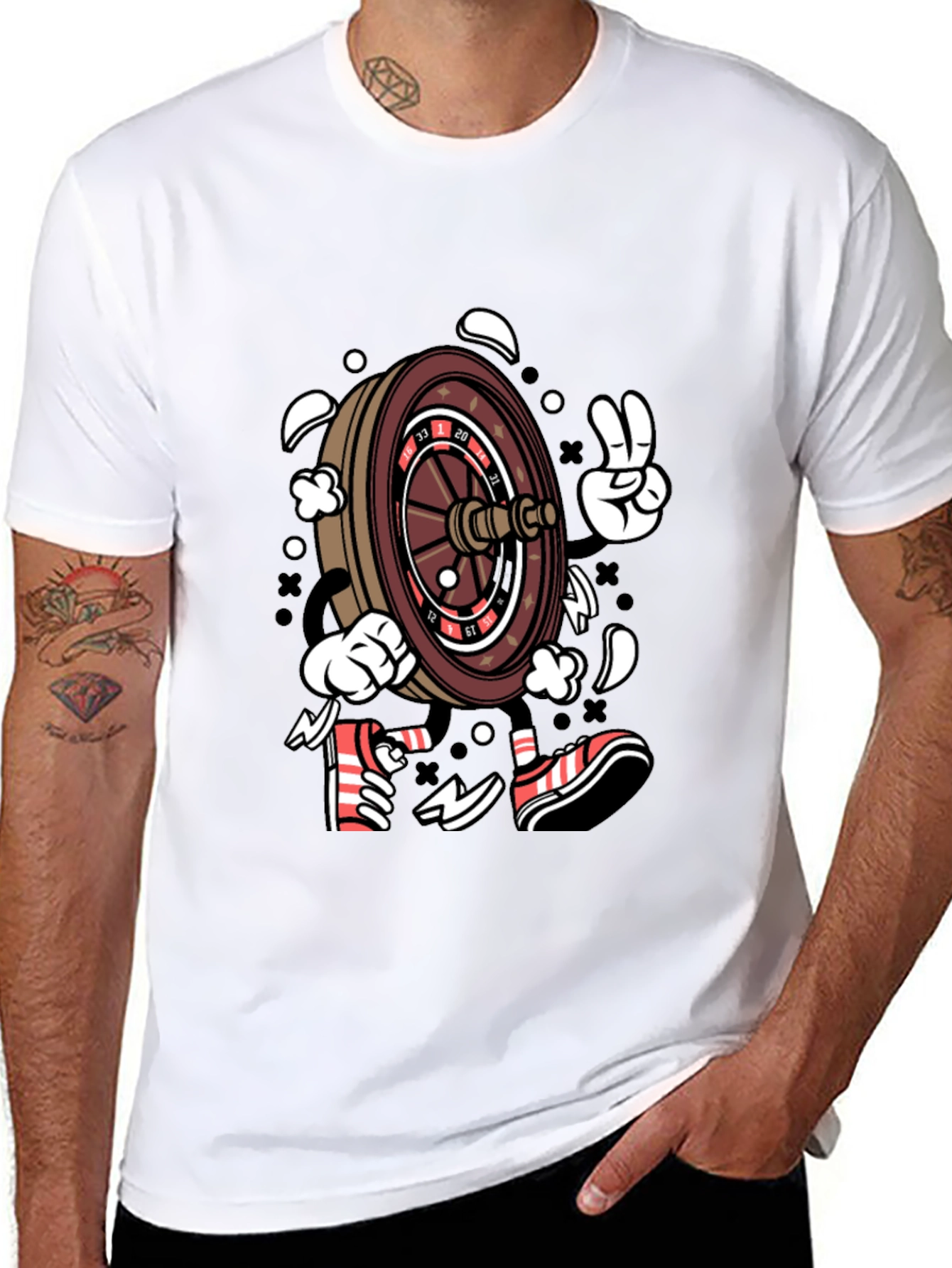 Roulette Wheel Character Graphic T-Shirt