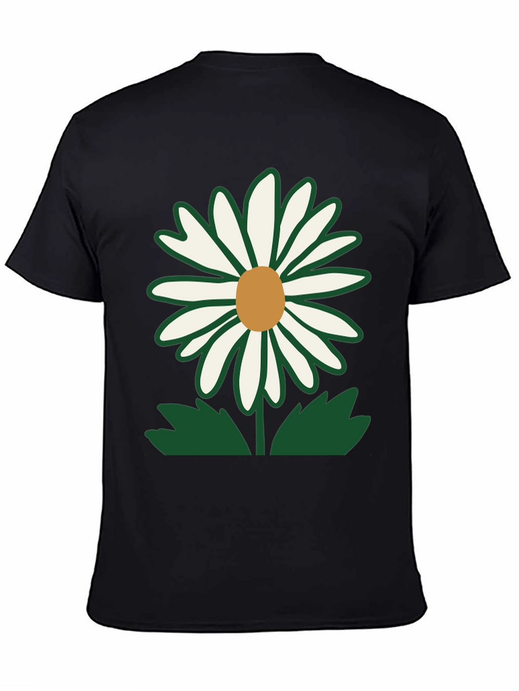 Daisy Flower Graphic T-Shirt - Casual Black Tee