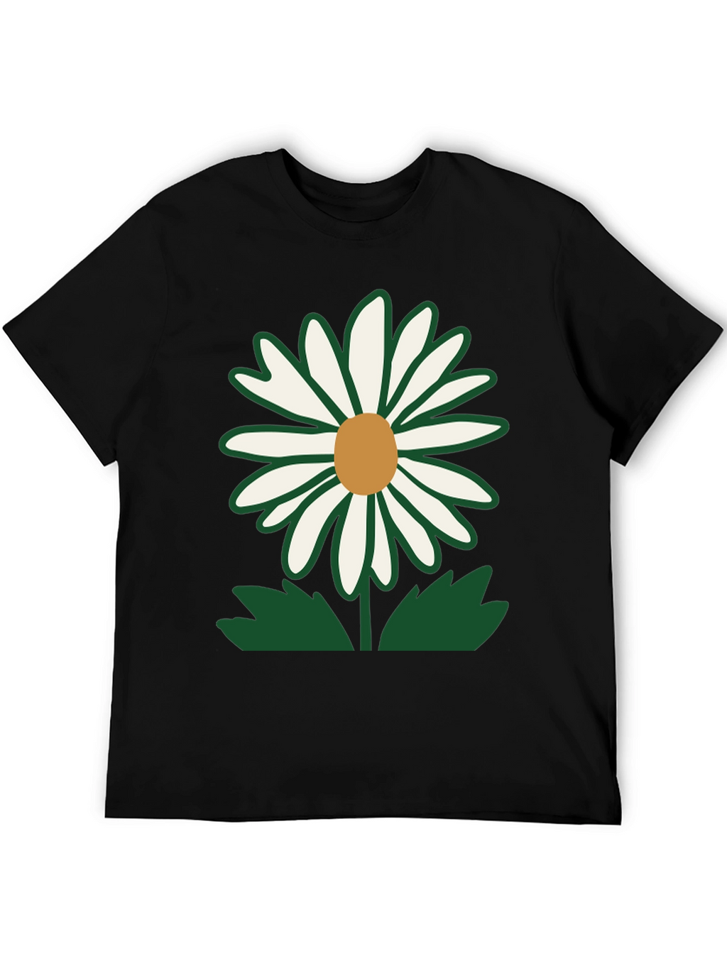 Daisy Flower Graphic T-Shirt - Casual Black Tee