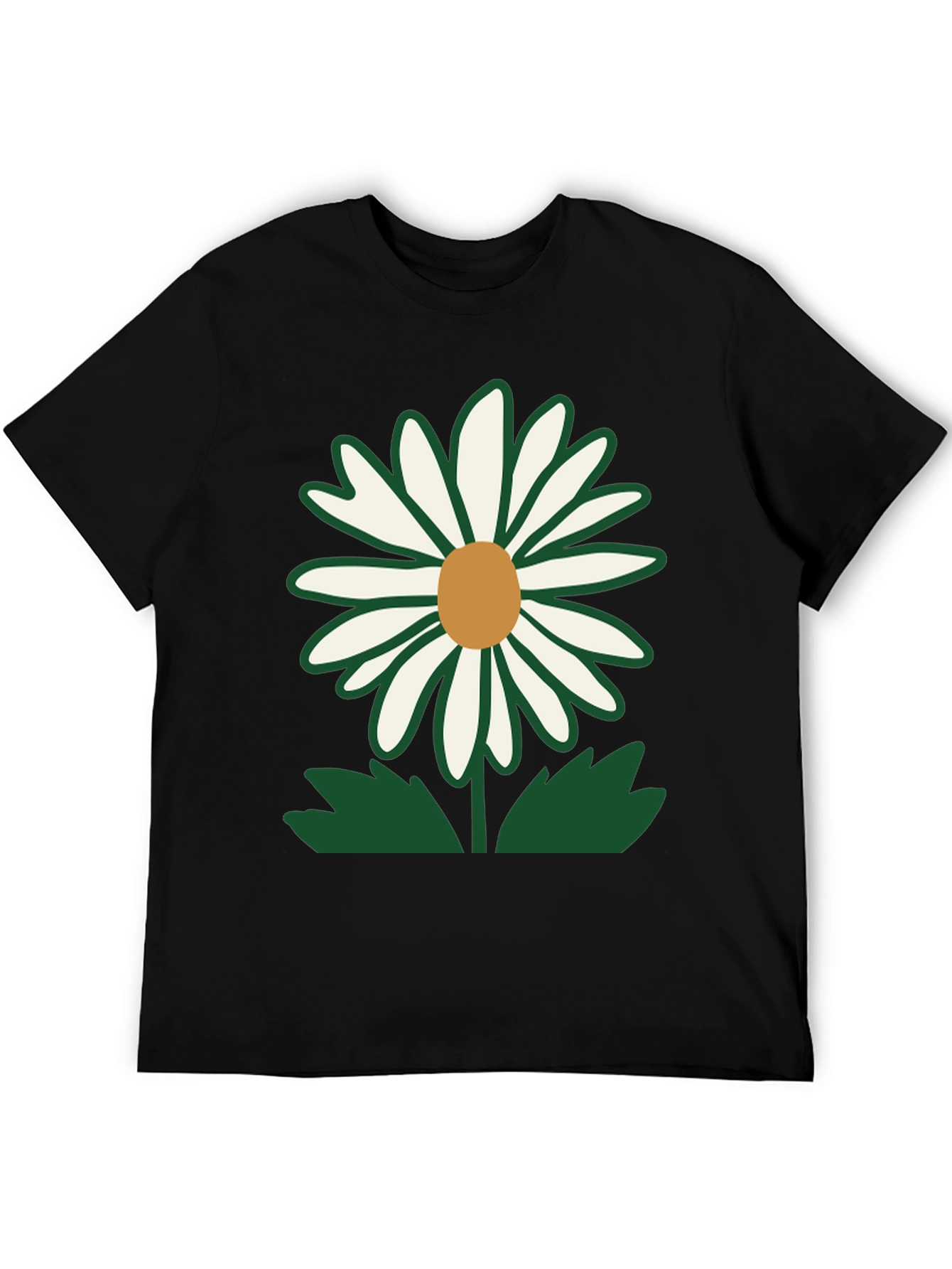 Daisy Flower Graphic T-Shirt - Casual Black Tee