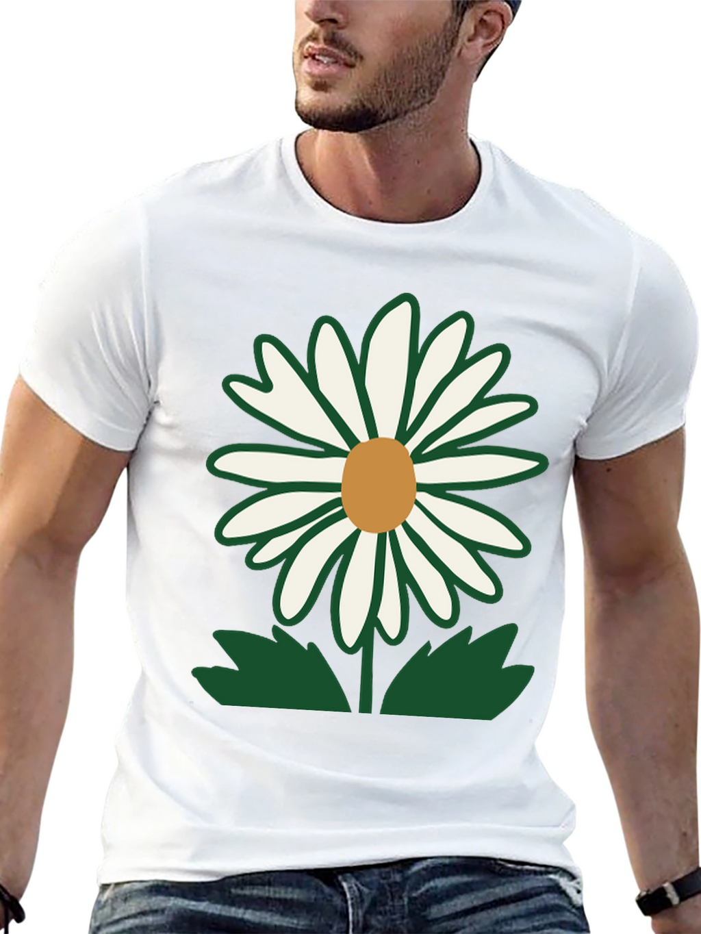 Daisy Flower Graphic T-Shirt - Casual Black Tee