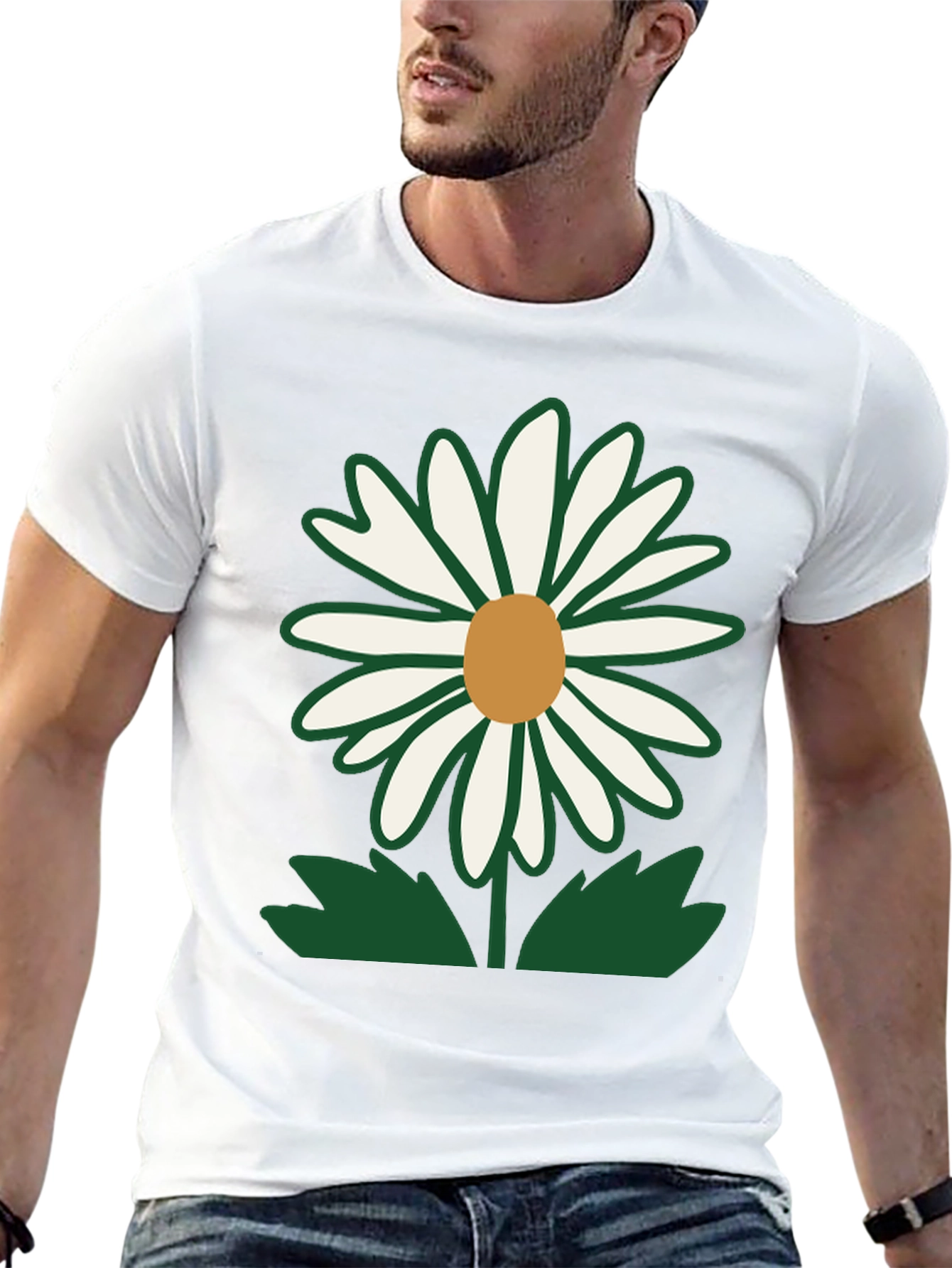 Daisy Flower Graphic T-Shirt - Casual Black Tee