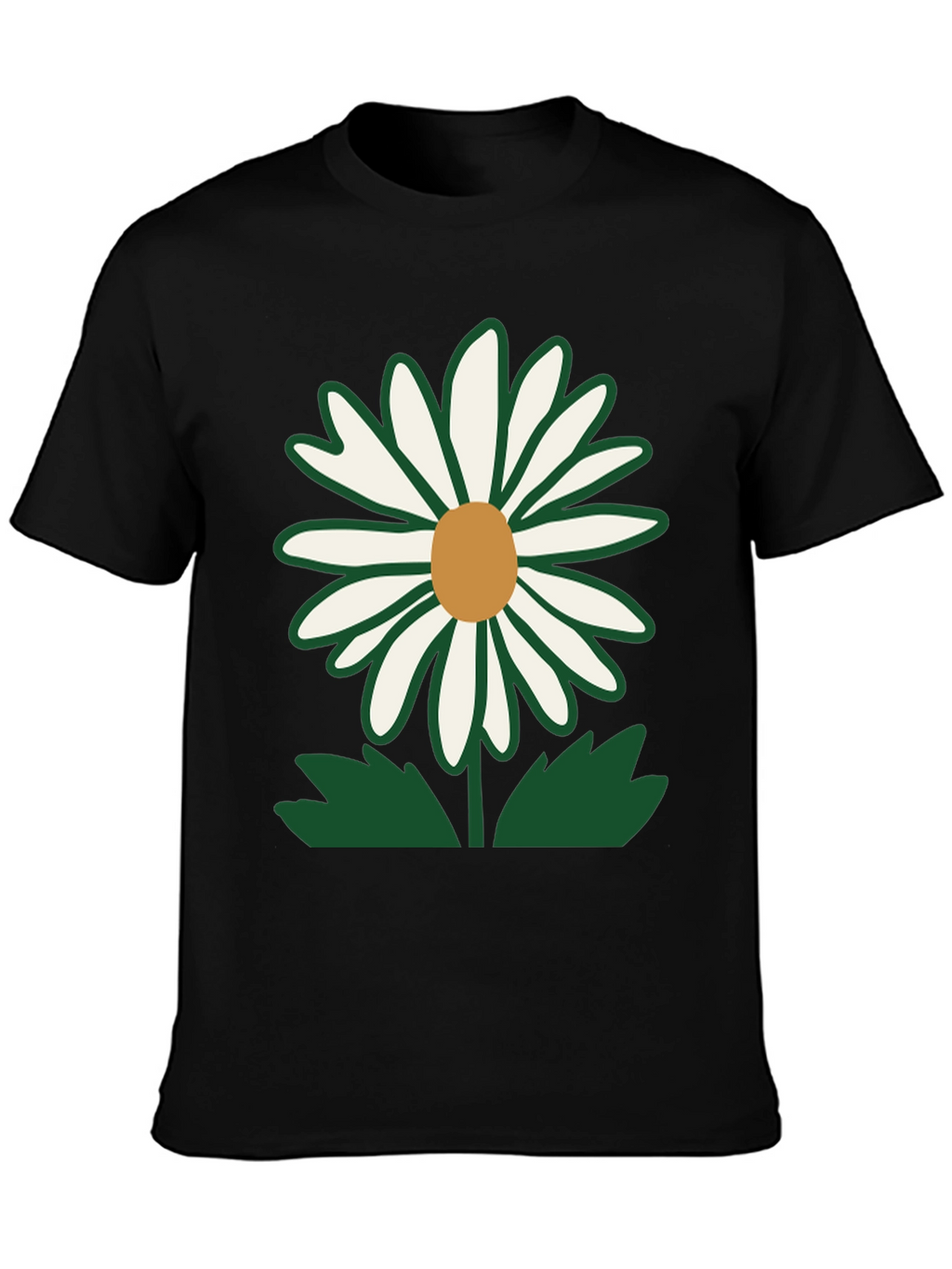 Daisy Flower Graphic T-Shirt - Casual Black Tee