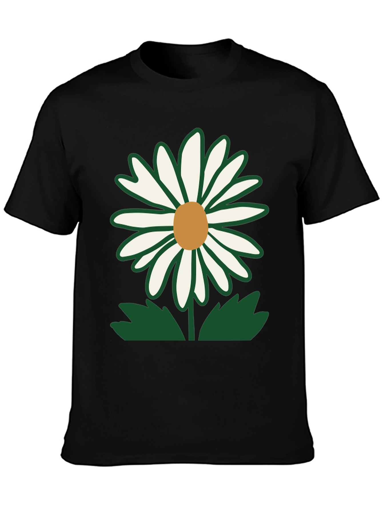 Daisy Flower Graphic T-Shirt - Casual Black Tee