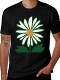 Daisy Flower Graphic T-Shirt - Casual Black Tee
