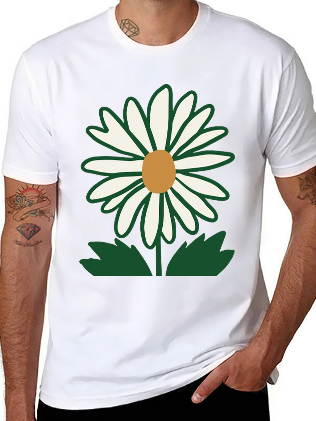 Daisy Flower Graphic T-Shirt - Casual Black Tee