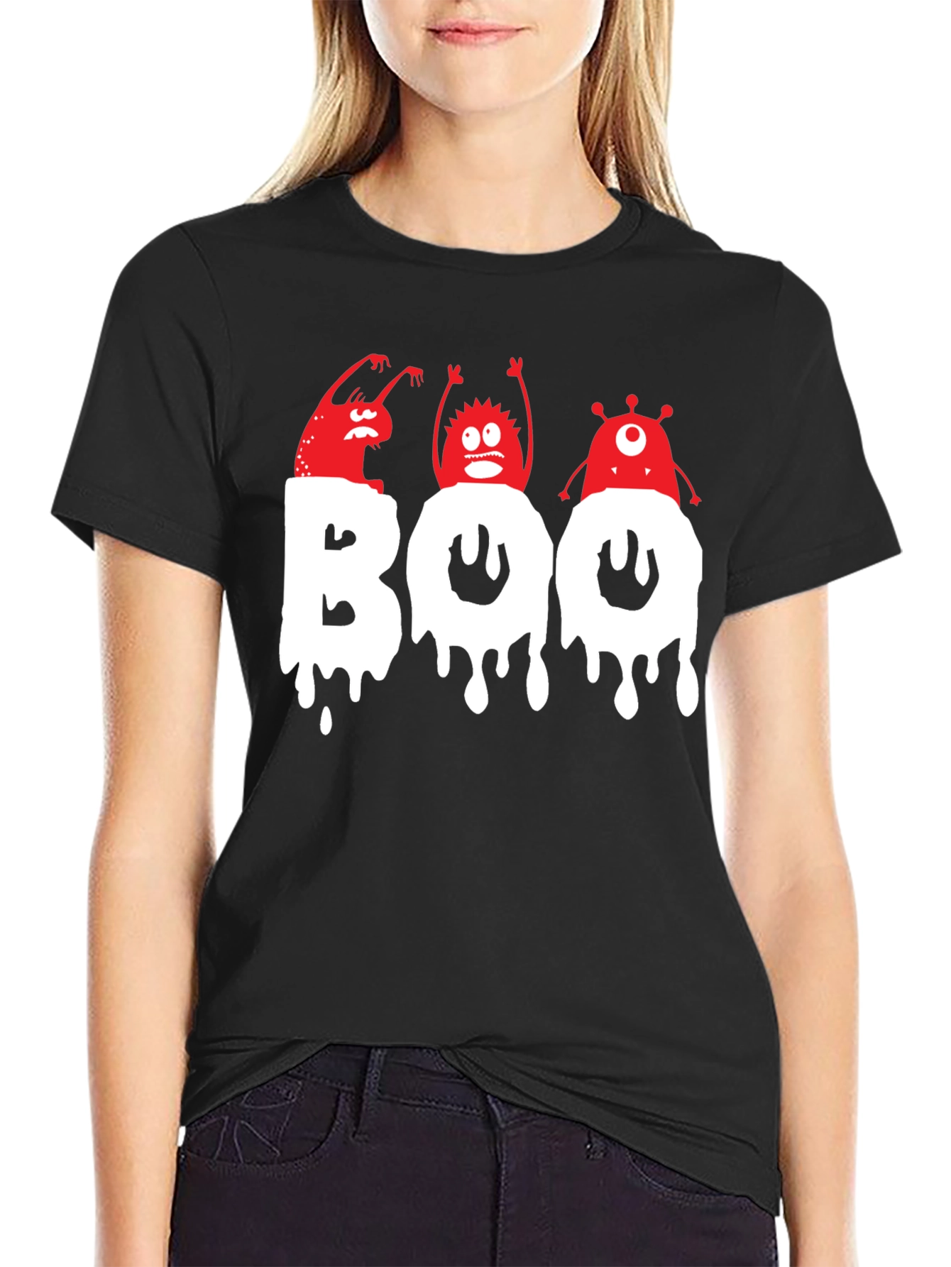 Spooky Boo Monsters Graphic T-Shirt - Halloween Fun