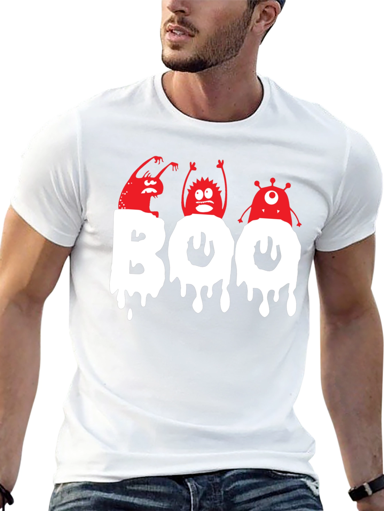 Spooky Boo Monsters Graphic T-Shirt - Halloween Fun