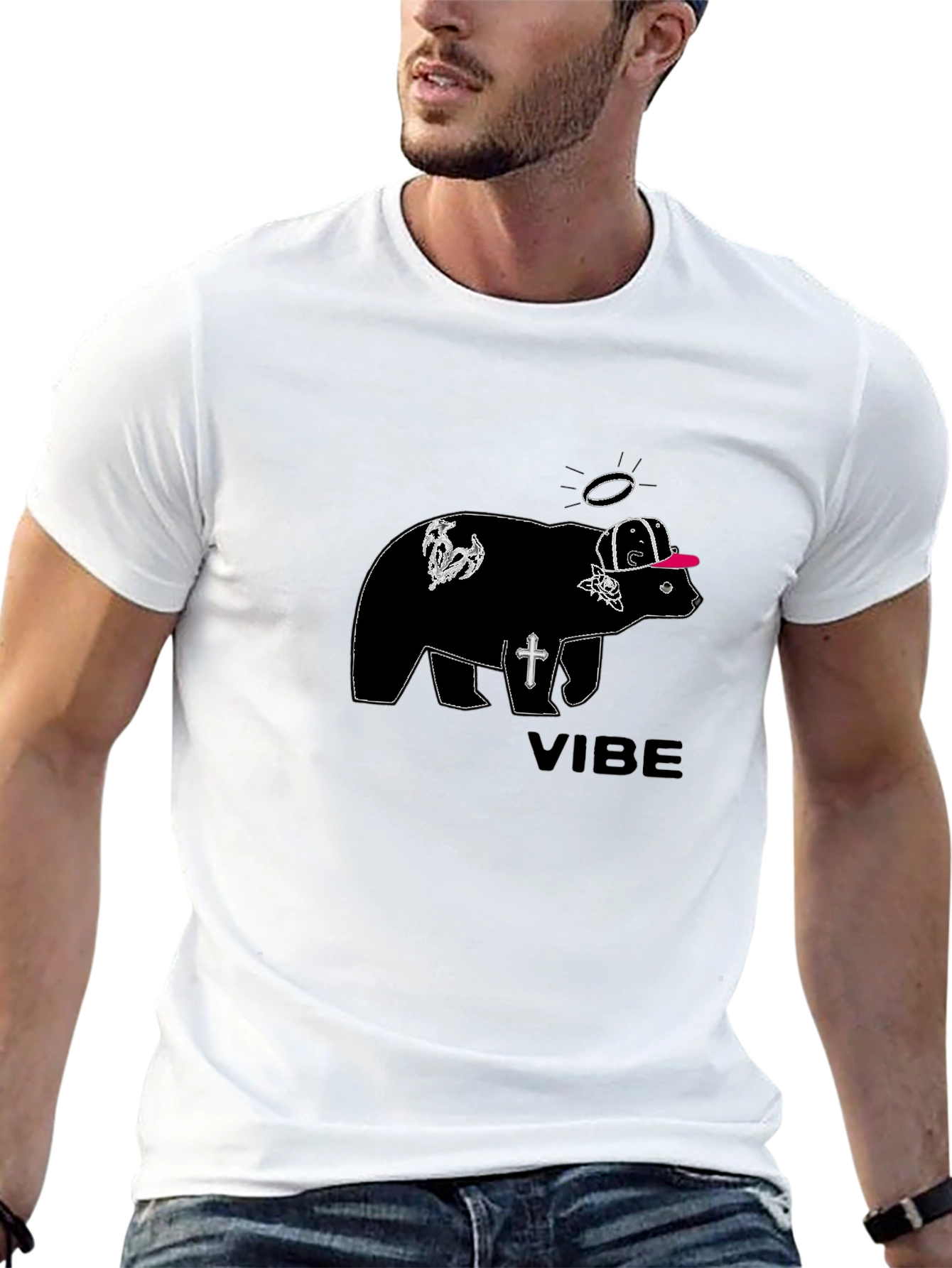 Black Vibe Bear Graphic Tee