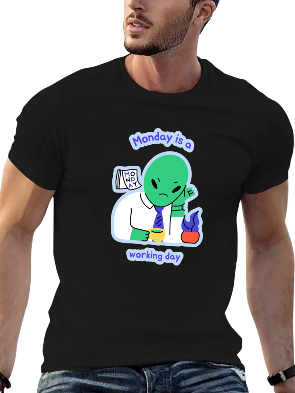 Monday Alien Graphic Tee - Mens Black T-Shirt