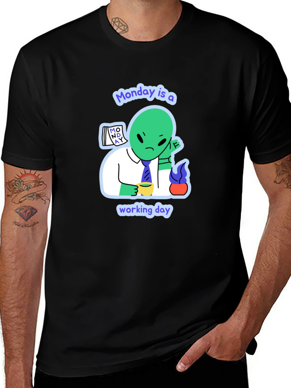 Monday Alien Graphic Tee - Mens Black T-Shirt