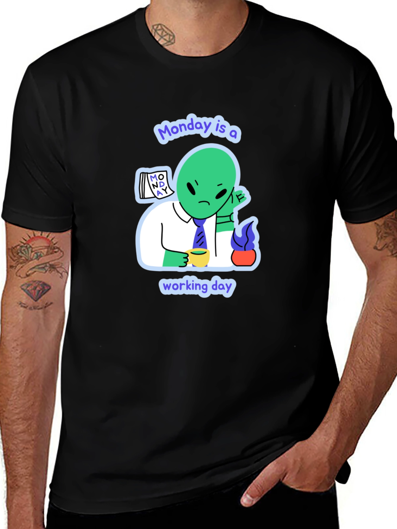 Monday Alien Graphic Tee - Mens Black T-Shirt