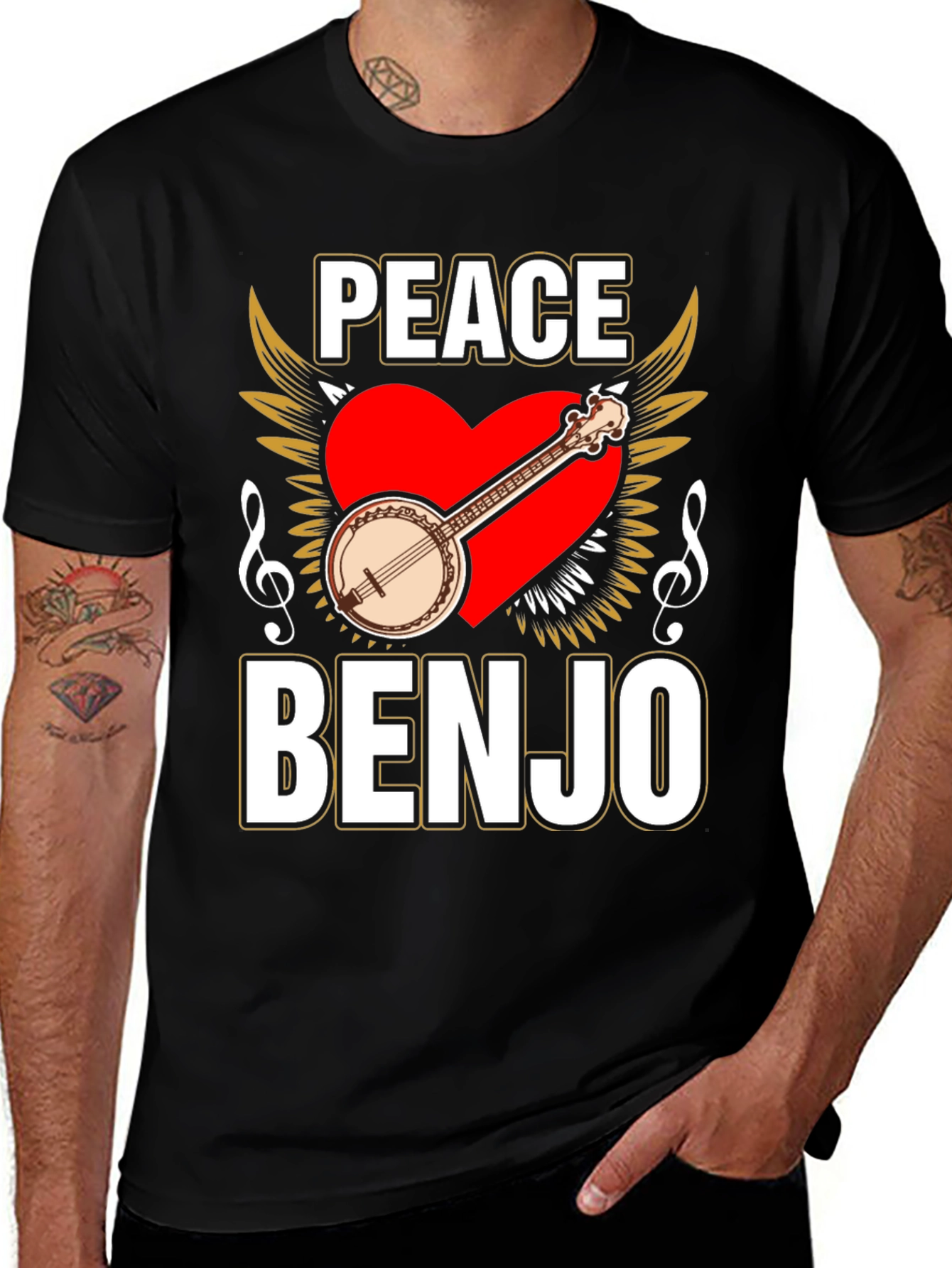 Peace Banjo T-Shirt - Musical Instrument Tee