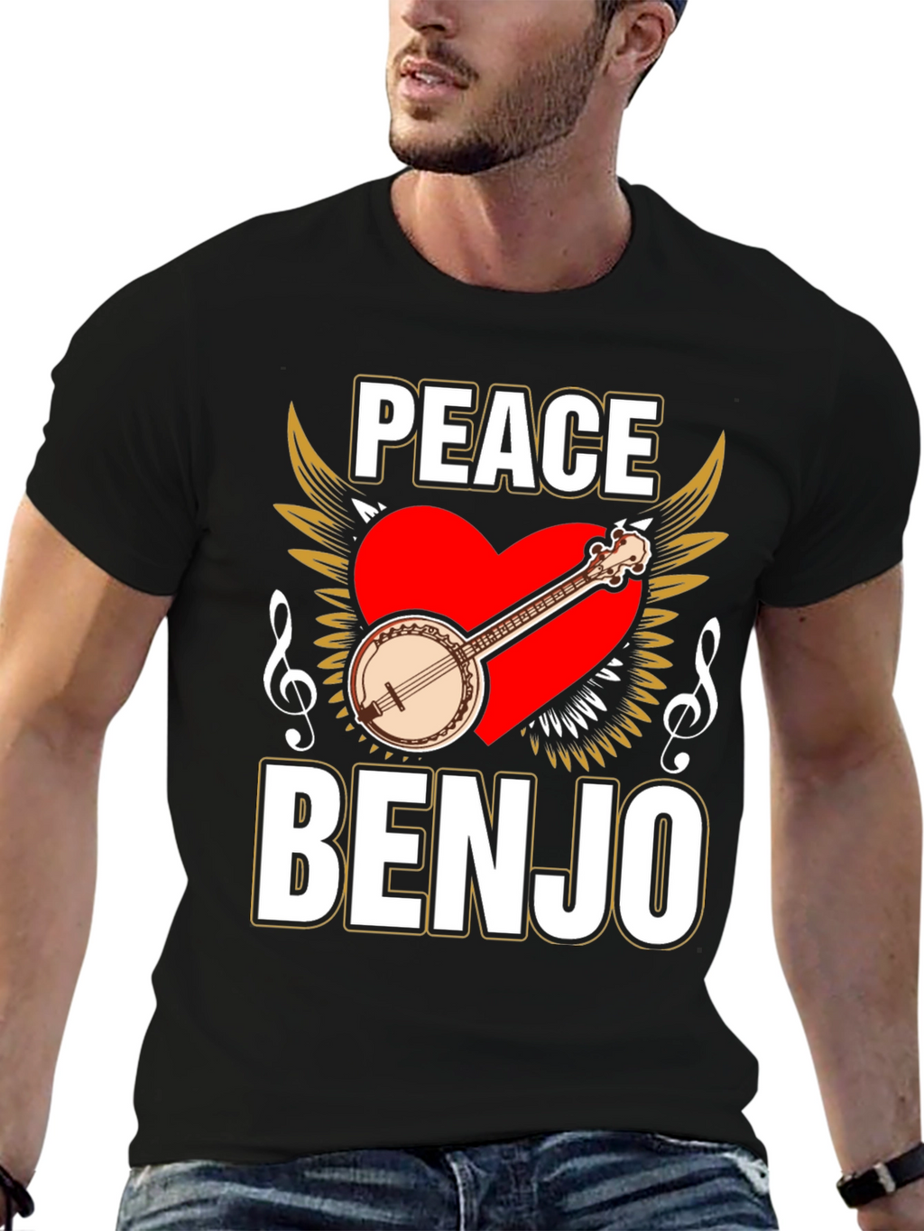Peace Banjo T-Shirt - Musical Instrument Tee
