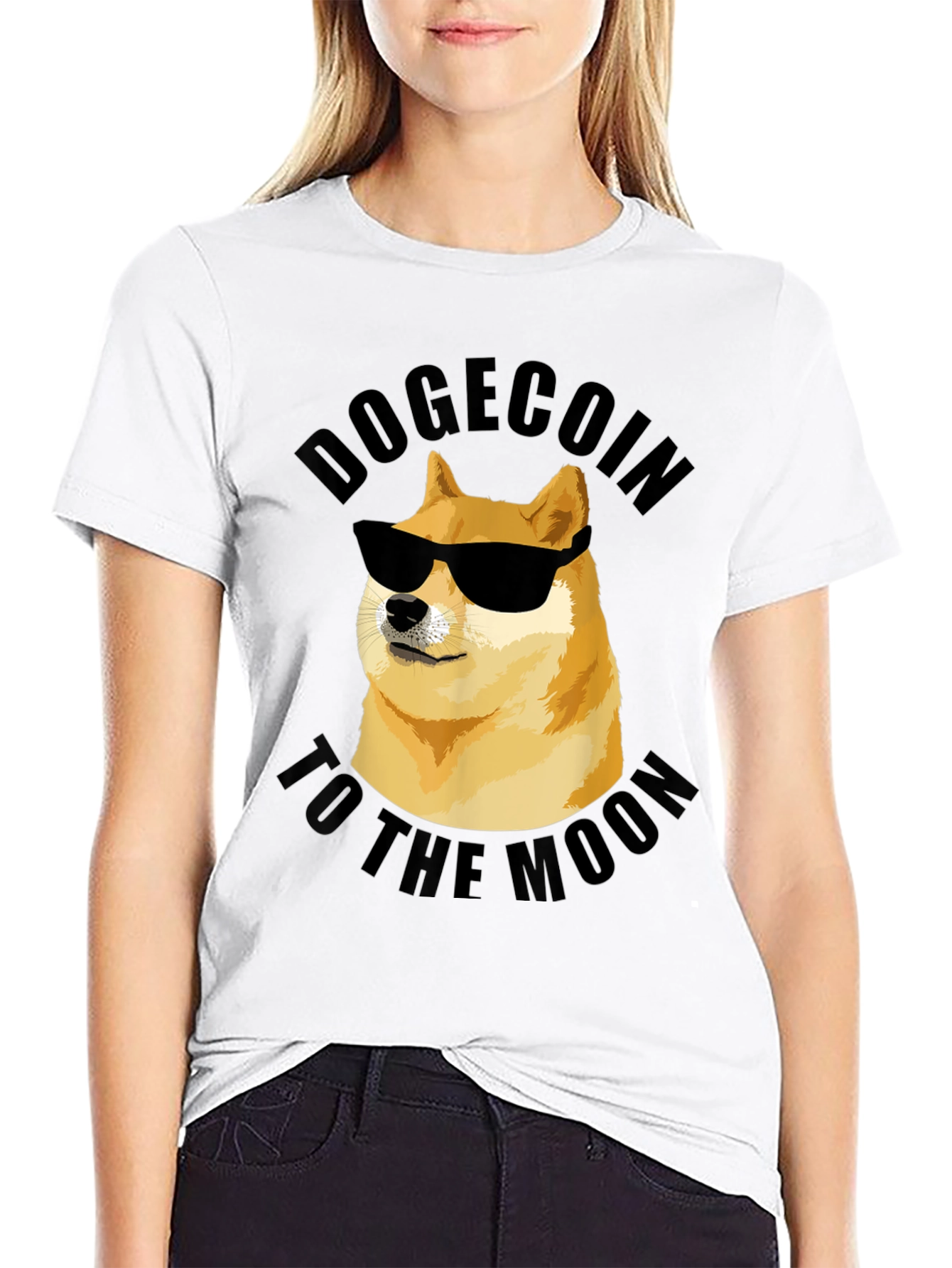 Dogecoin To The Moon Black T-Shirt