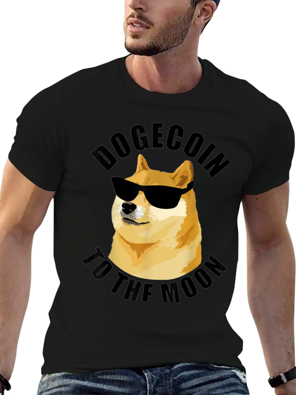Dogecoin To The Moon Black T-Shirt