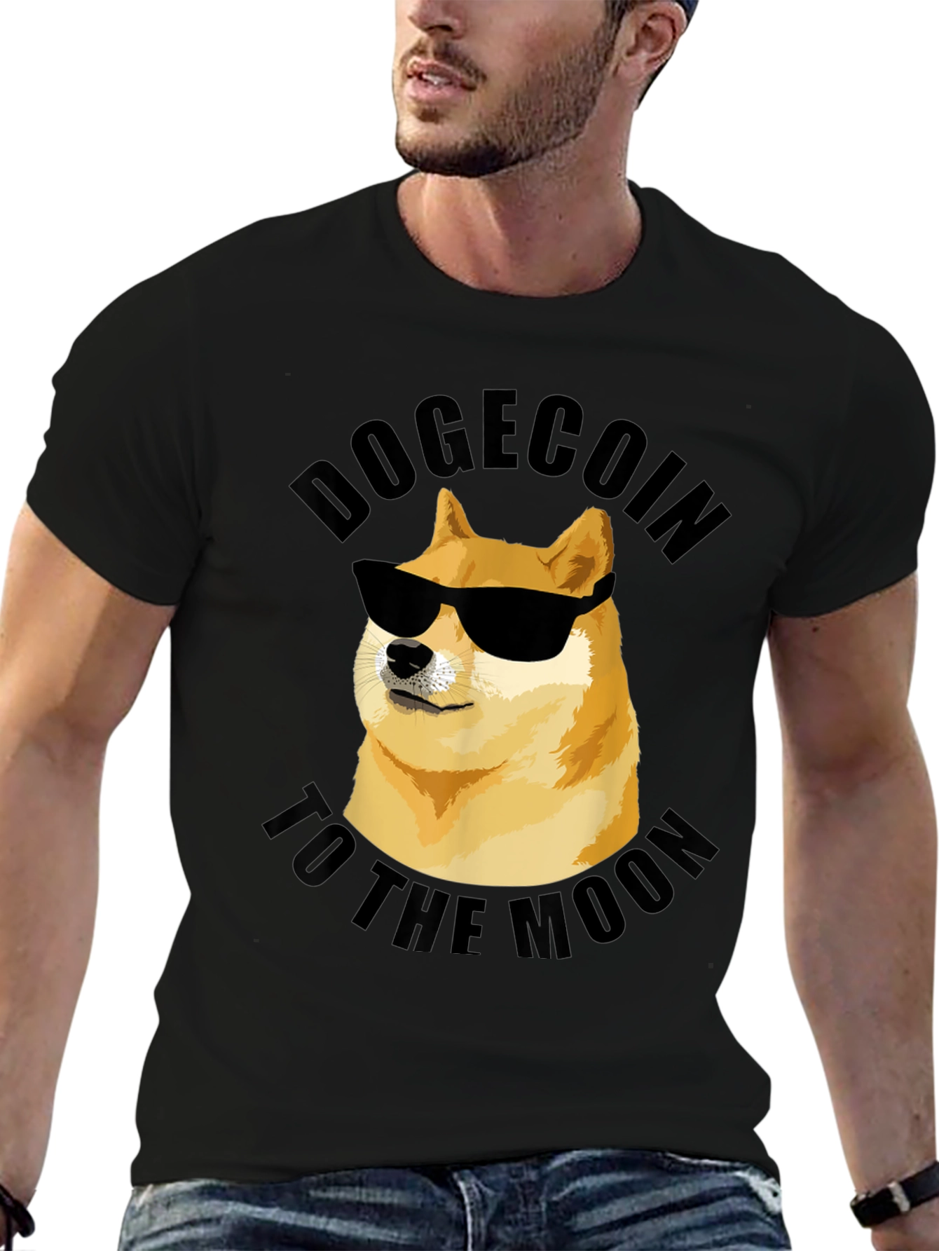 Dogecoin To The Moon Black T-Shirt