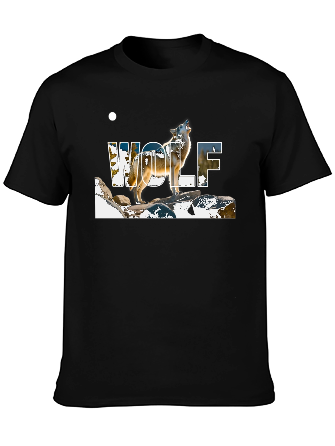 Wolf Graphic Print Black T-Shirt