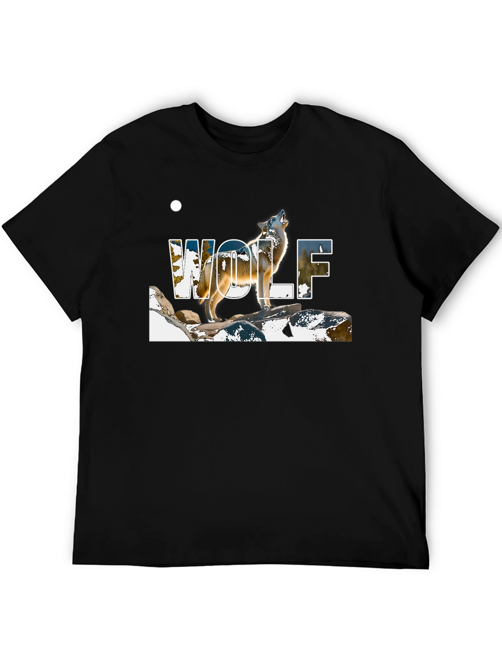 Wolf Graphic Print Black T-Shirt