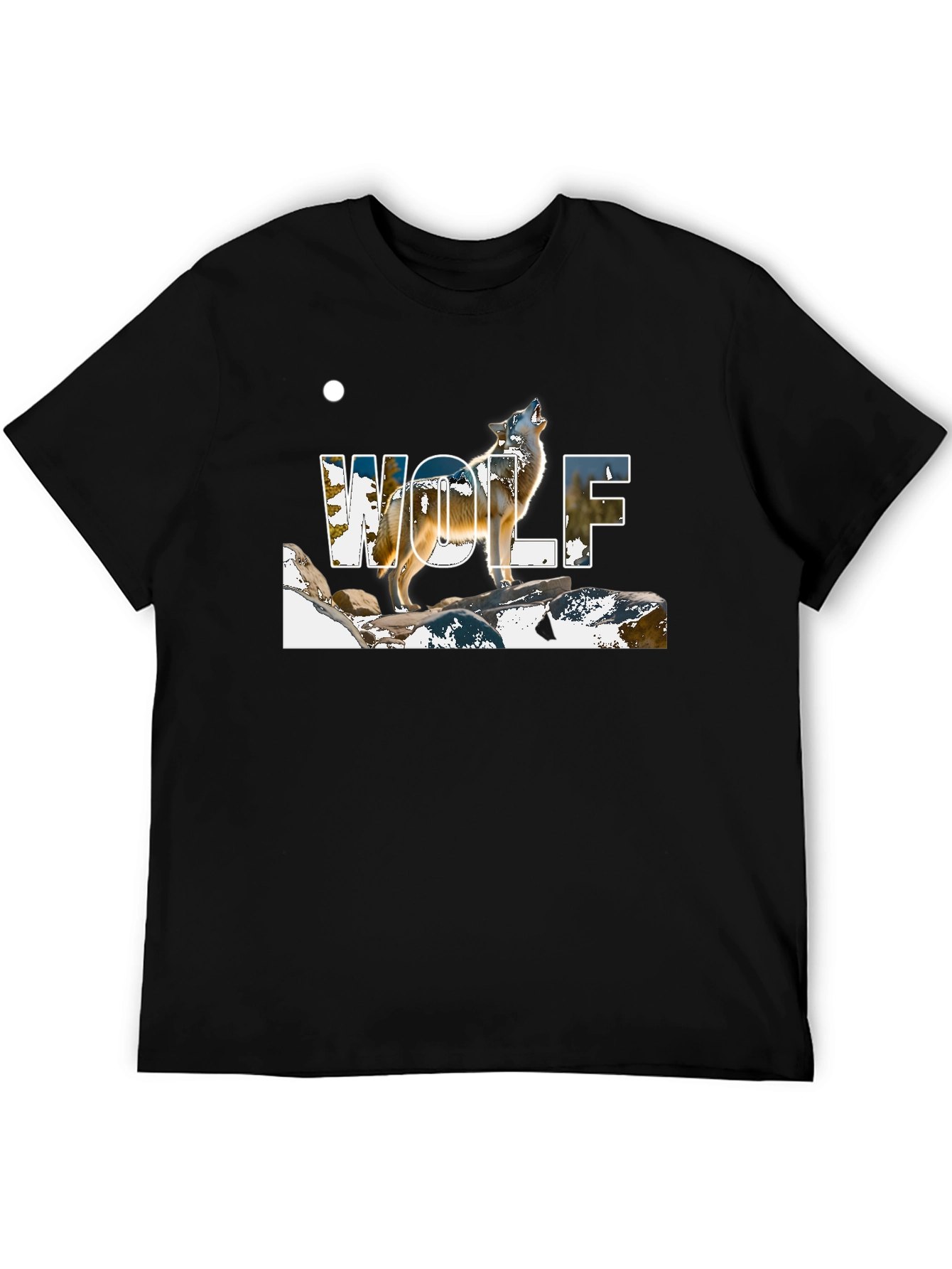 Wolf Graphic Print Black T-Shirt