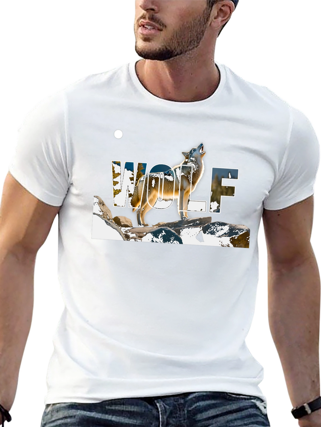Wolf Graphic Print Black T-Shirt