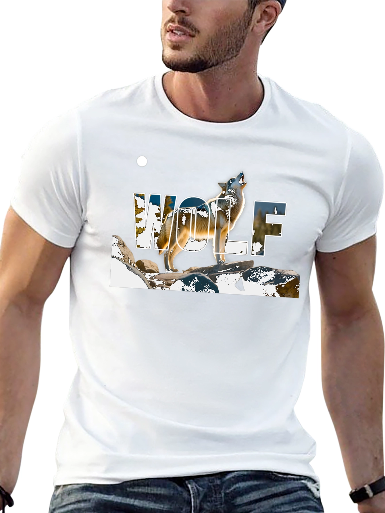 Wolf Graphic Print Black T-Shirt