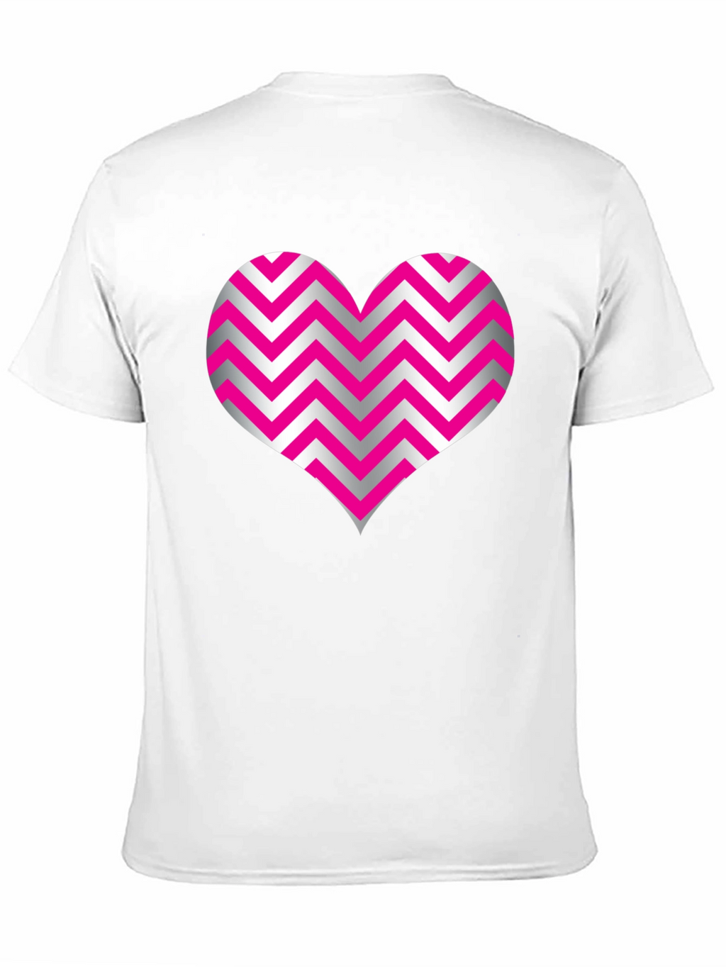 Heart Zig Zag Pattern Black T-Shirt