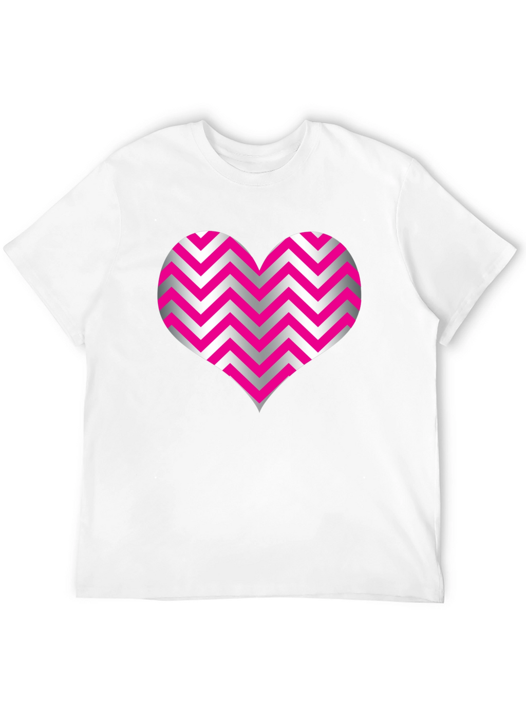 Heart Zig Zag Pattern Black T-Shirt
