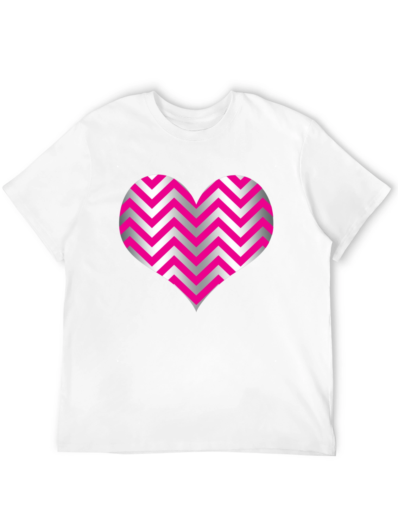 Heart Zig Zag Pattern Black T-Shirt