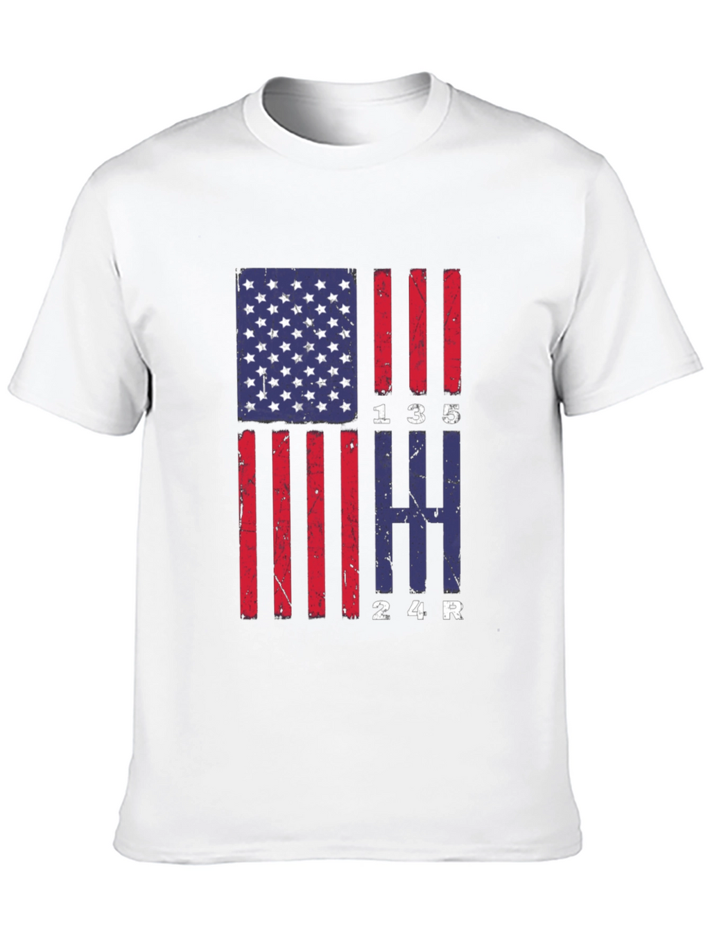 American Flag Manual Gear Shift Pattern T-Shirt