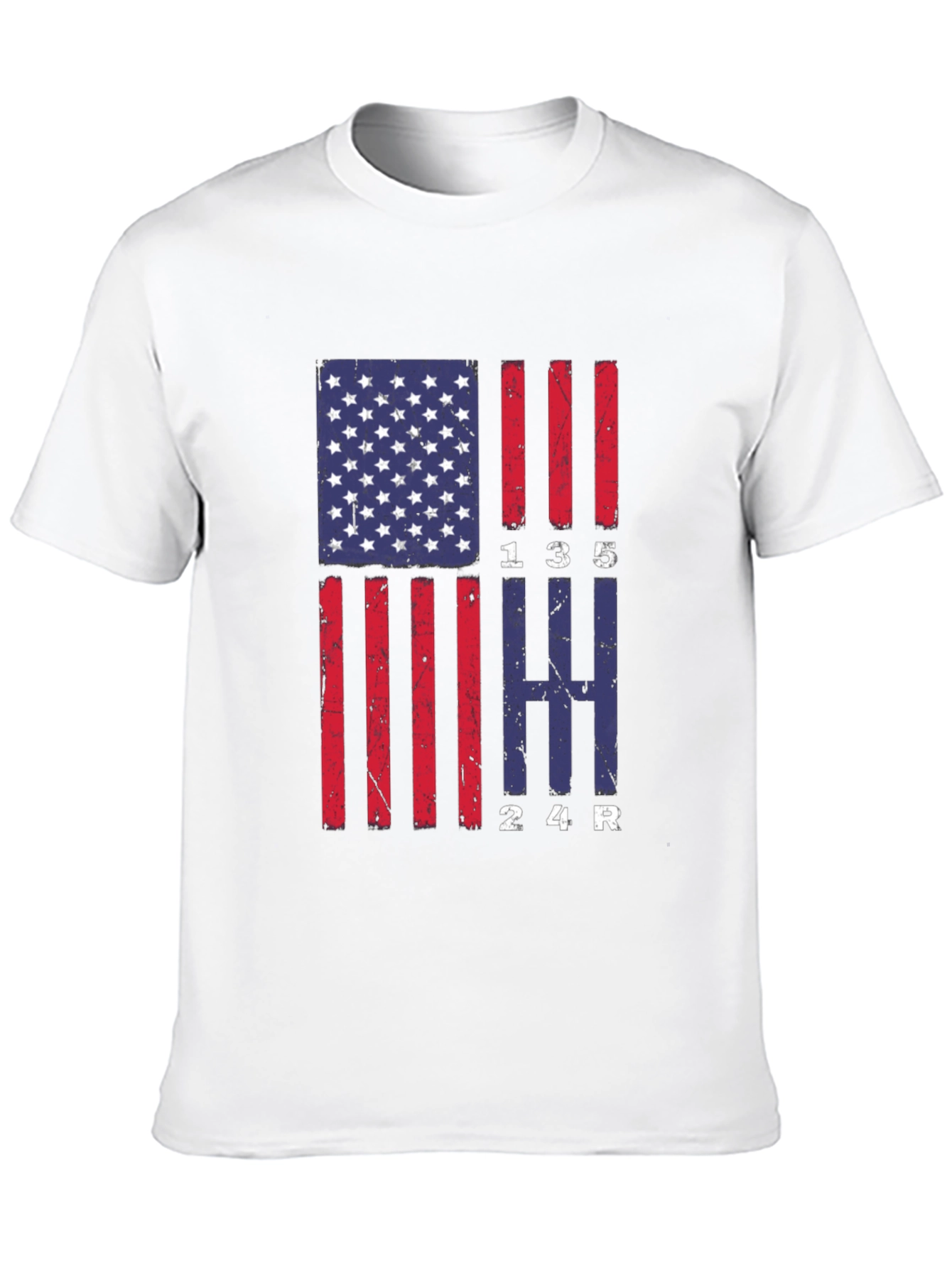 American Flag Manual Gear Shift Pattern T-Shirt
