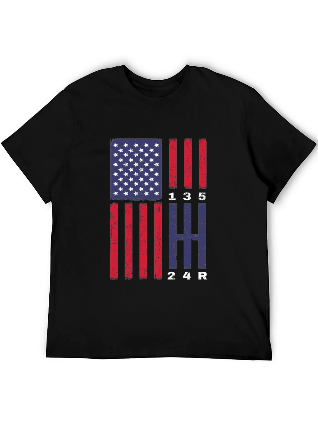 American Flag Manual Gear Shift Pattern T-Shirt