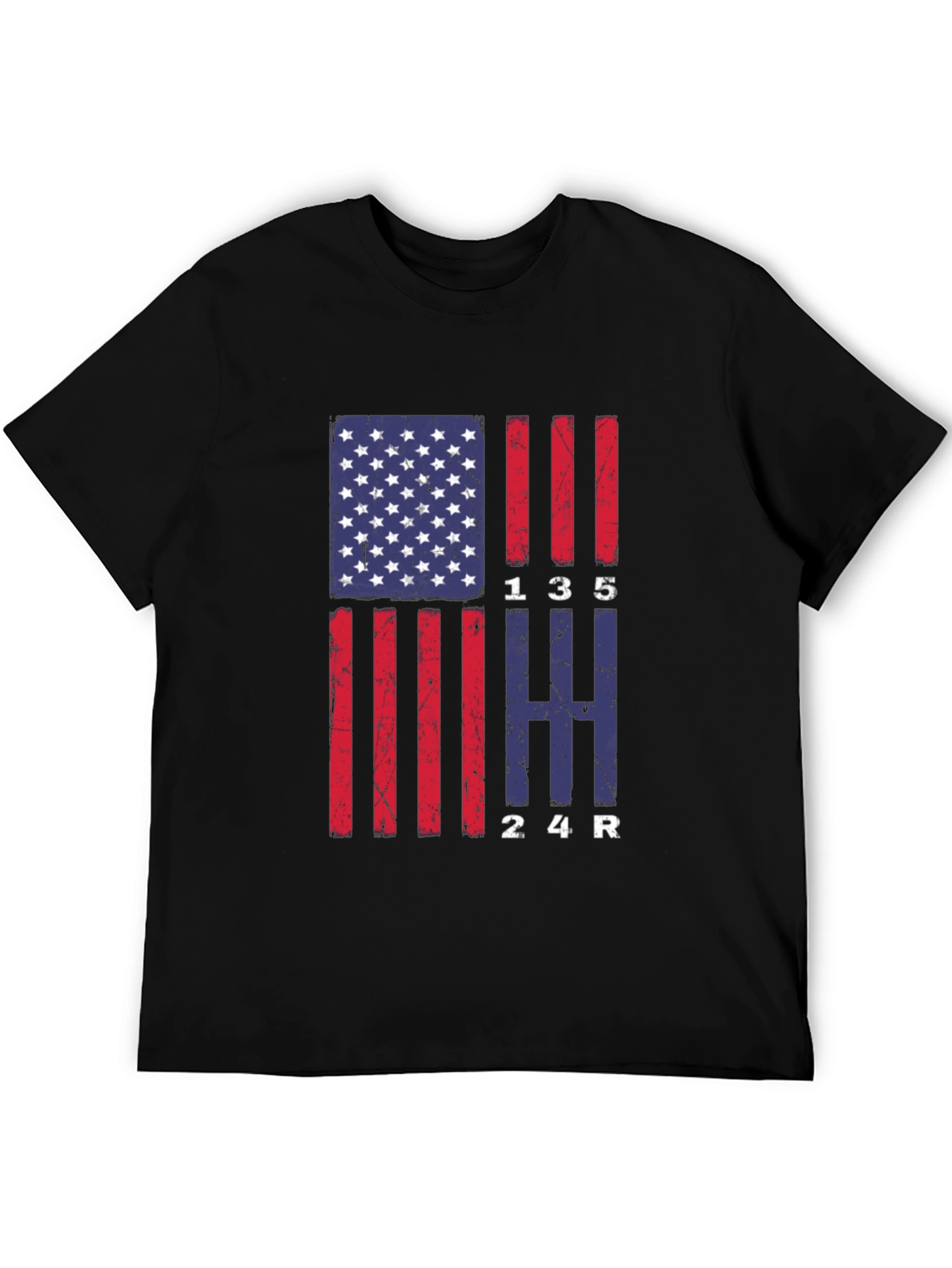 American Flag Manual Gear Shift Pattern T-Shirt