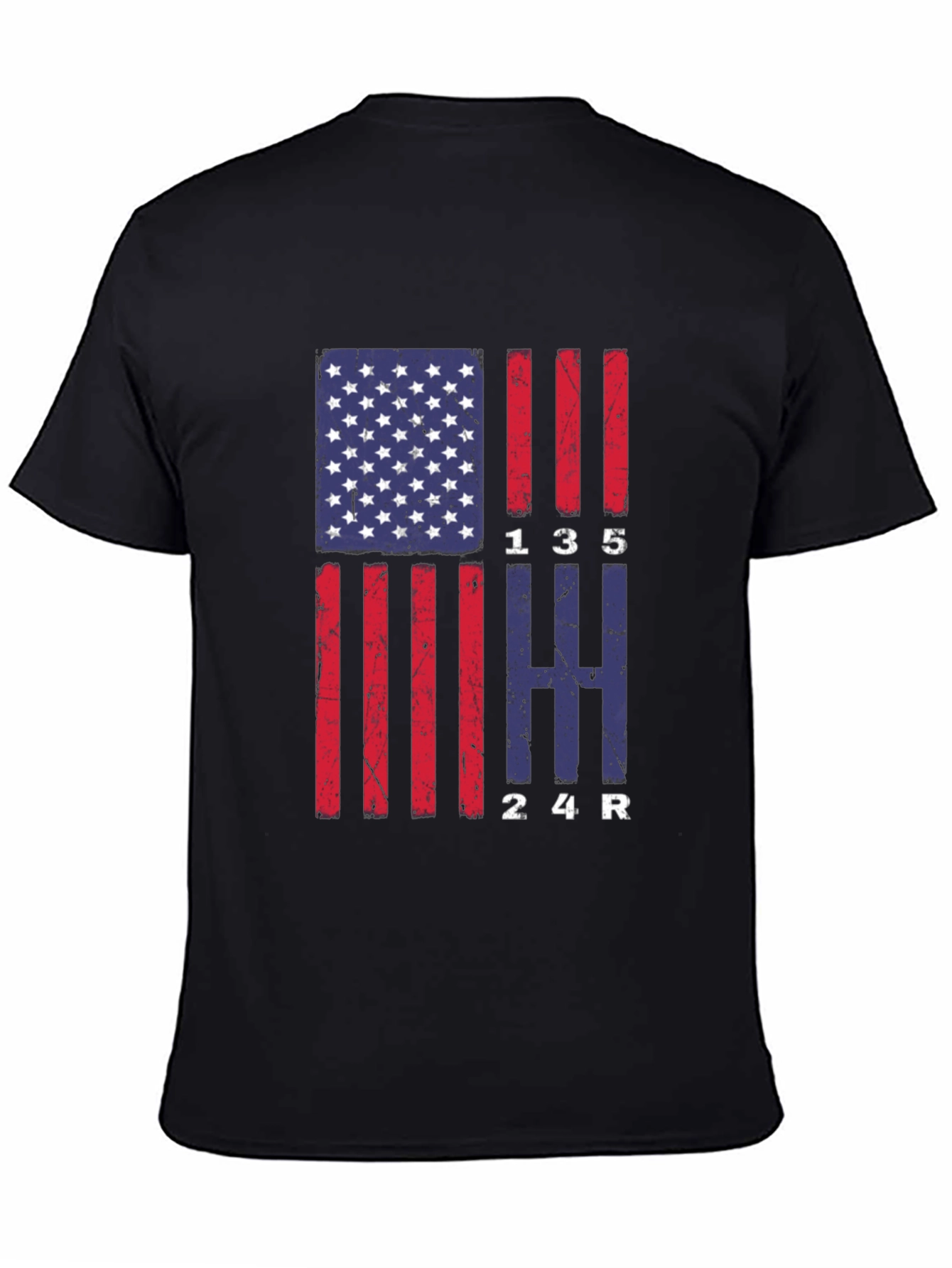 American Flag Manual Gear Shift Pattern T-Shirt