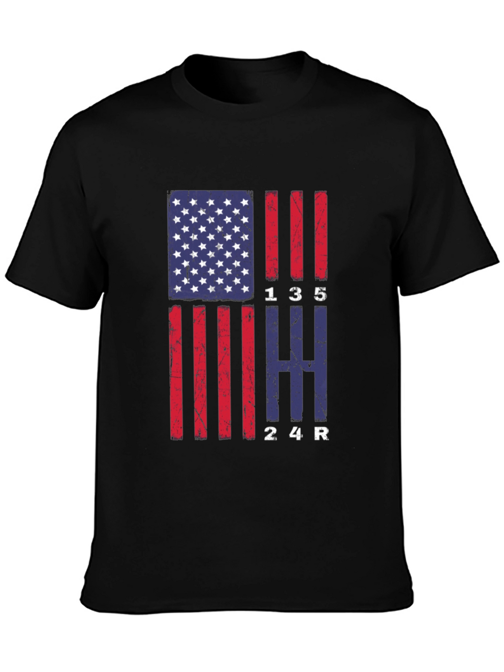 American Flag Manual Gear Shift Pattern T-Shirt