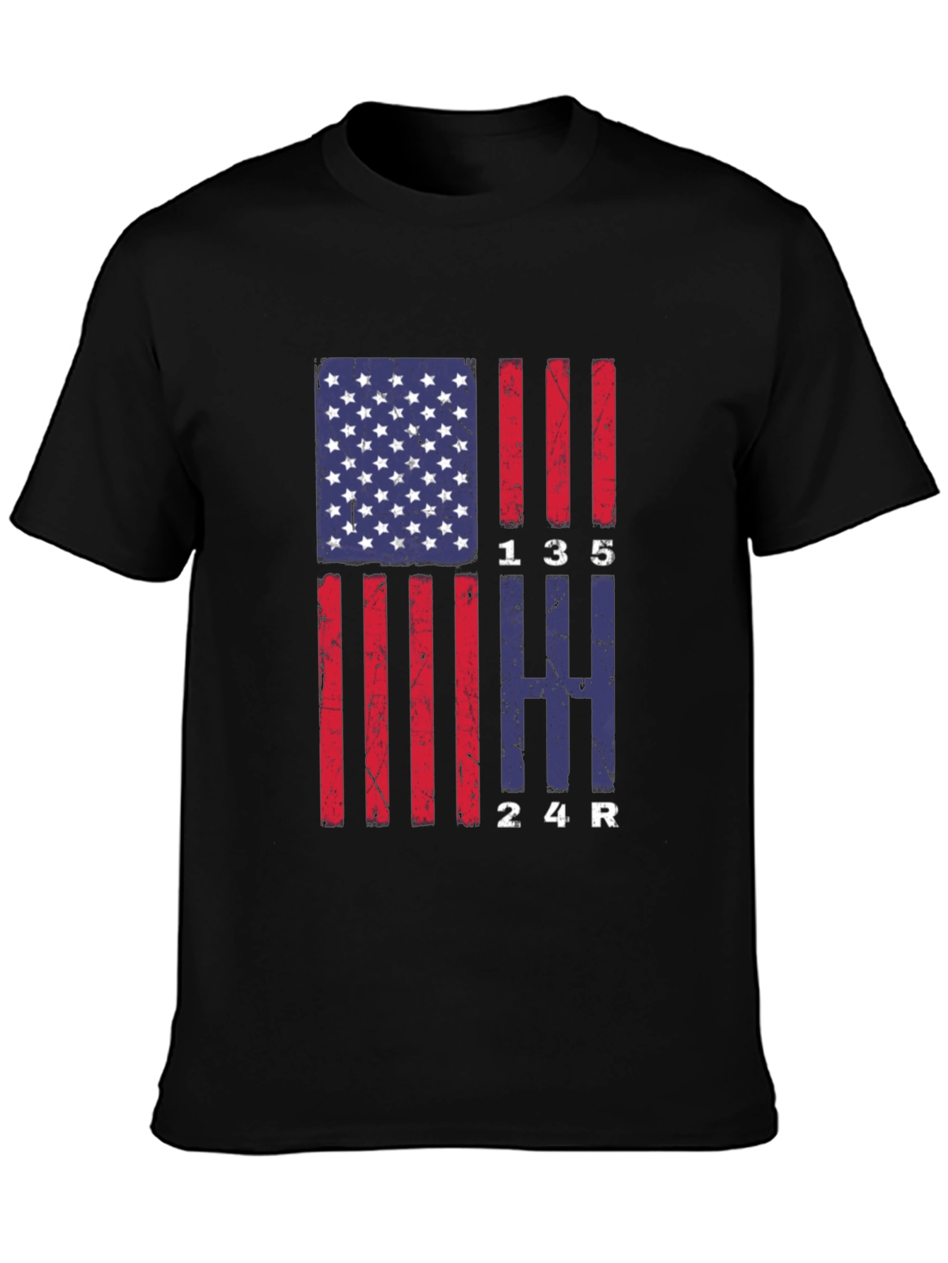 American Flag Manual Gear Shift Pattern T-Shirt