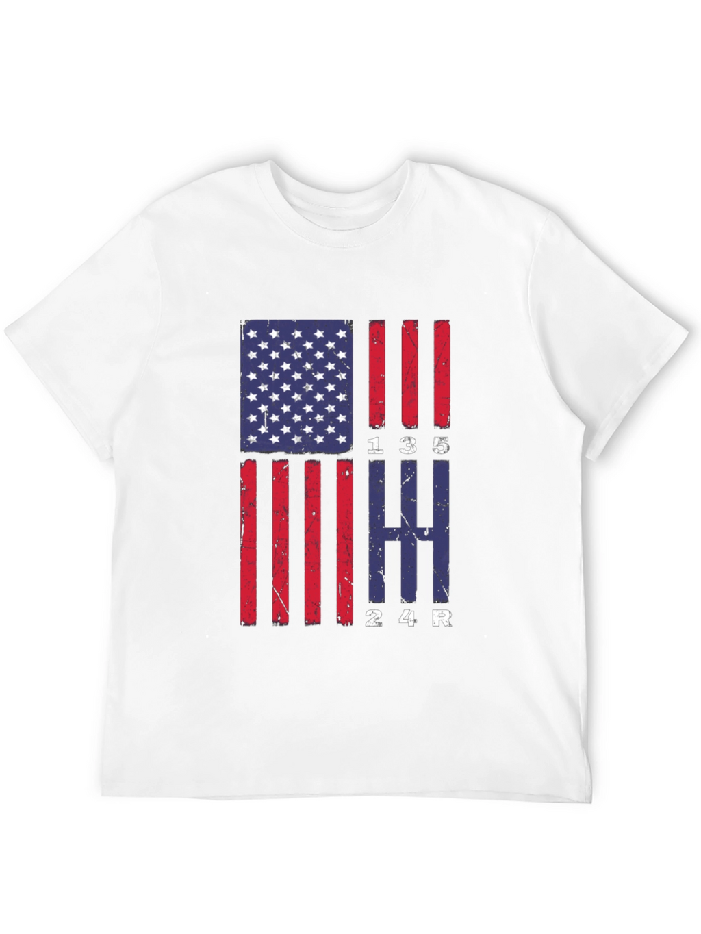 American Flag Manual Gear Shift Pattern T-Shirt