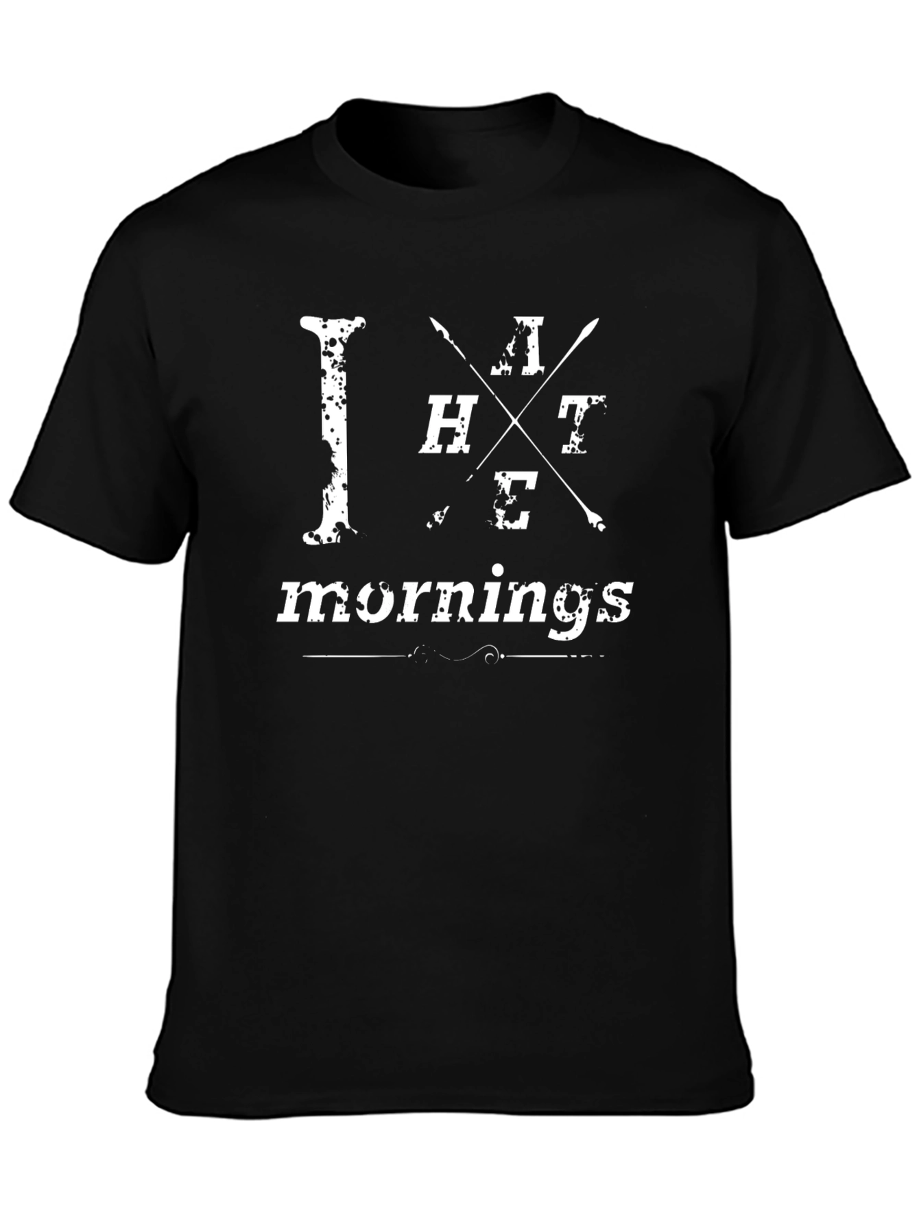 I Hate Mornings Graphic T-Shirt - Black Cotton