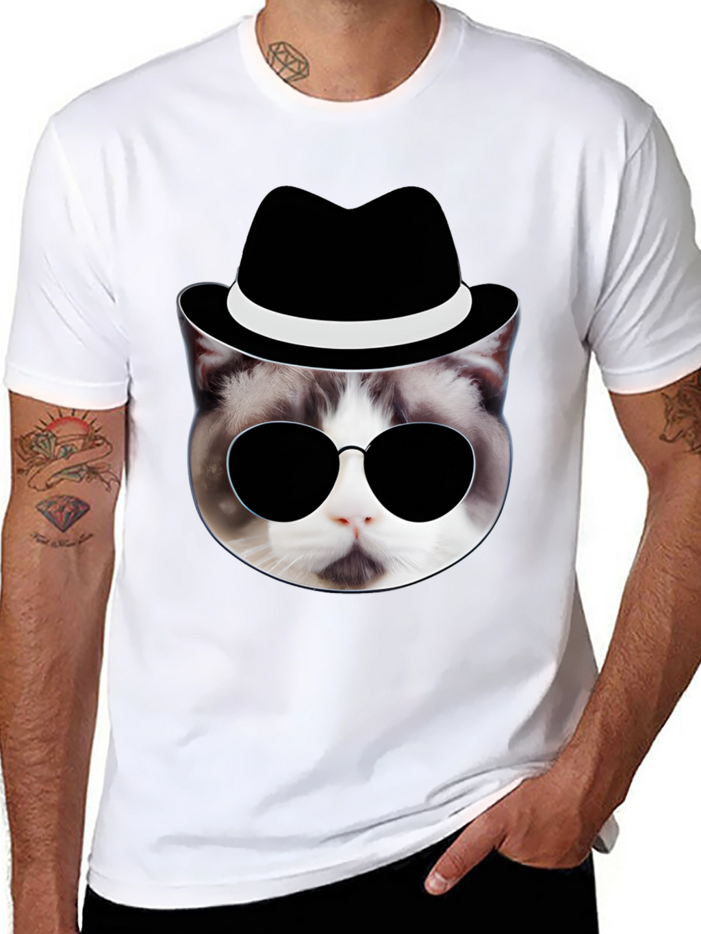 Cool Cat in Hat T-Shirt