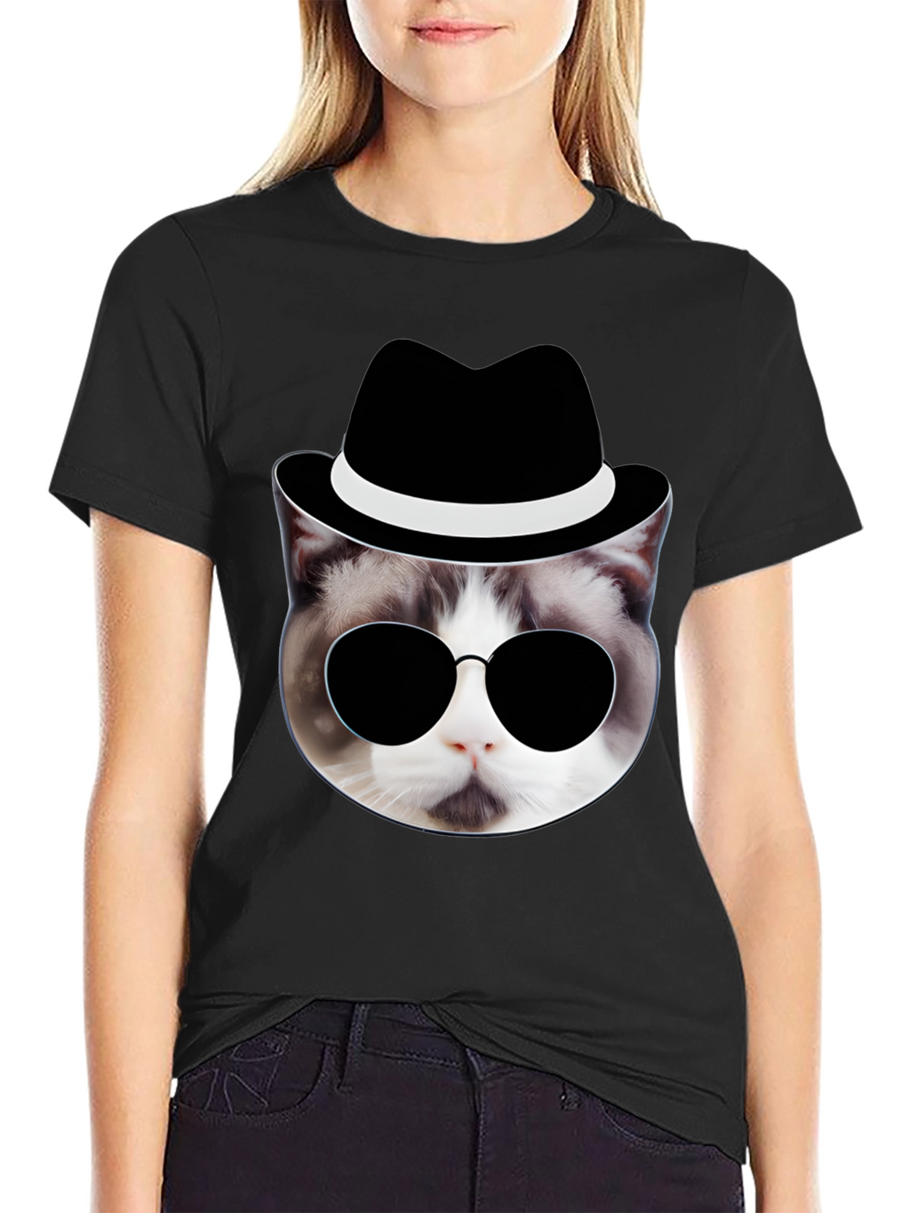 Cool Cat in Hat T-Shirt