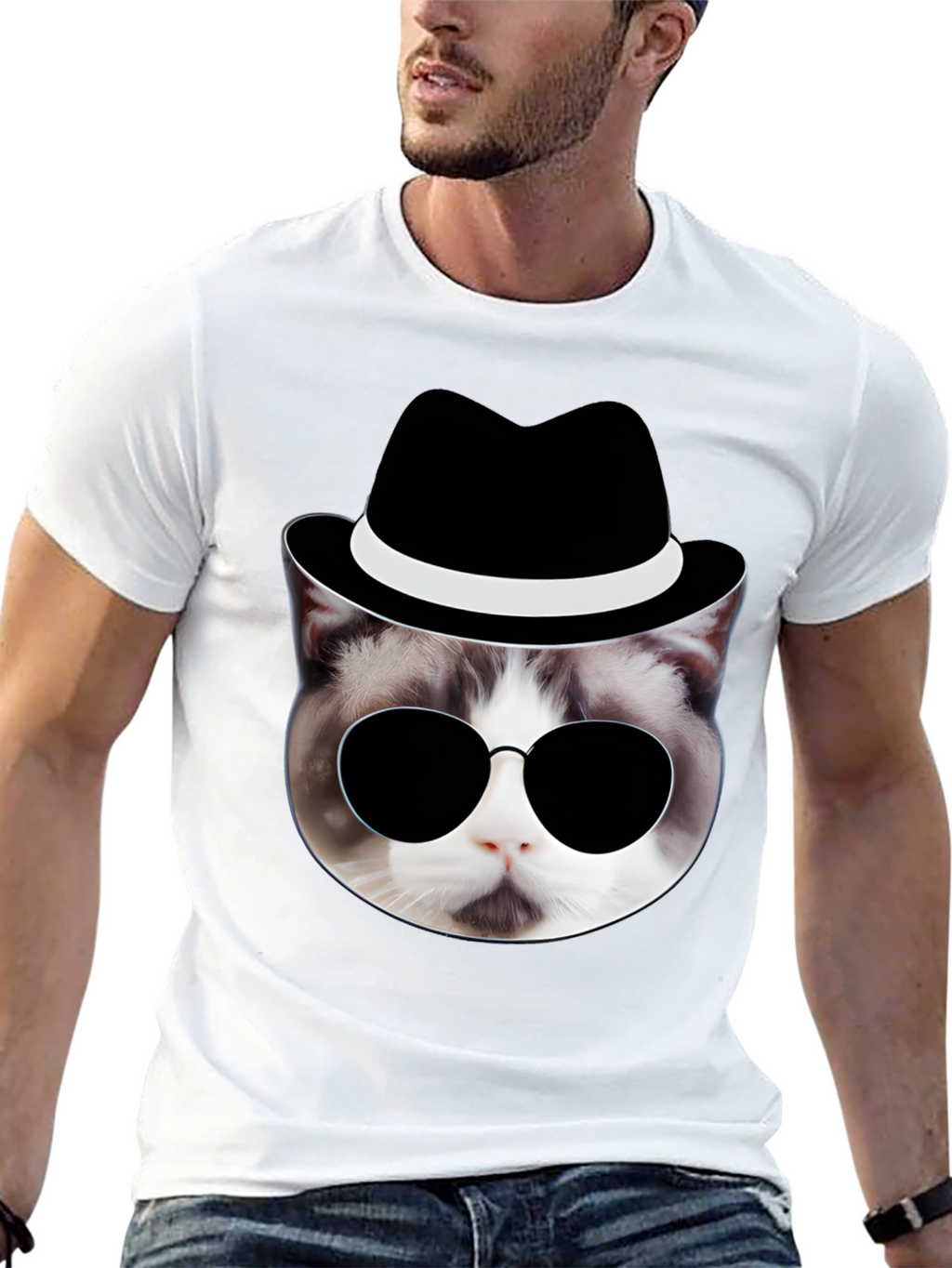 Cool Cat in Hat T-Shirt