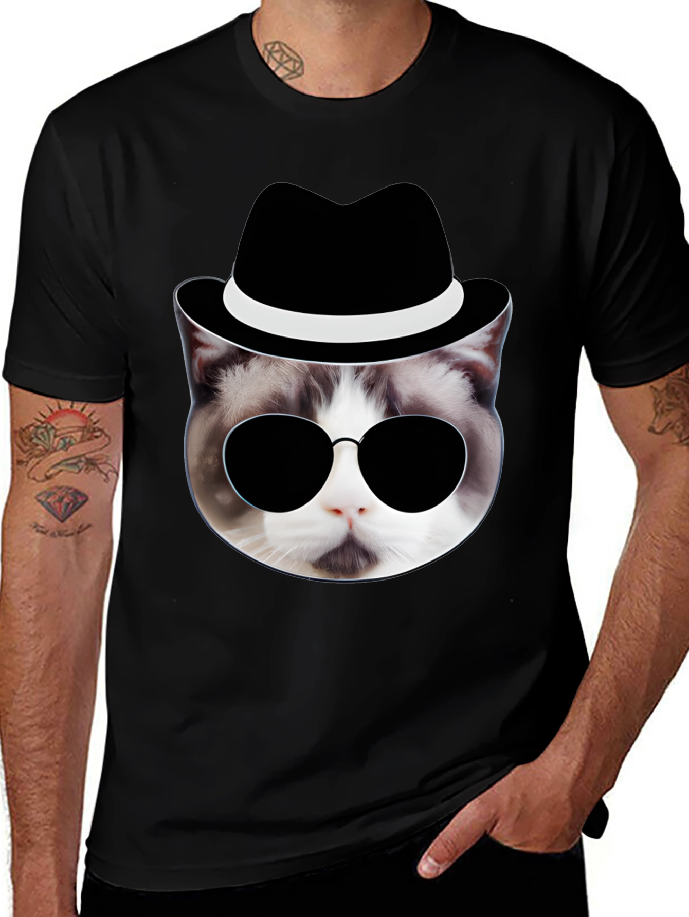 Cool Cat in Hat T-Shirt