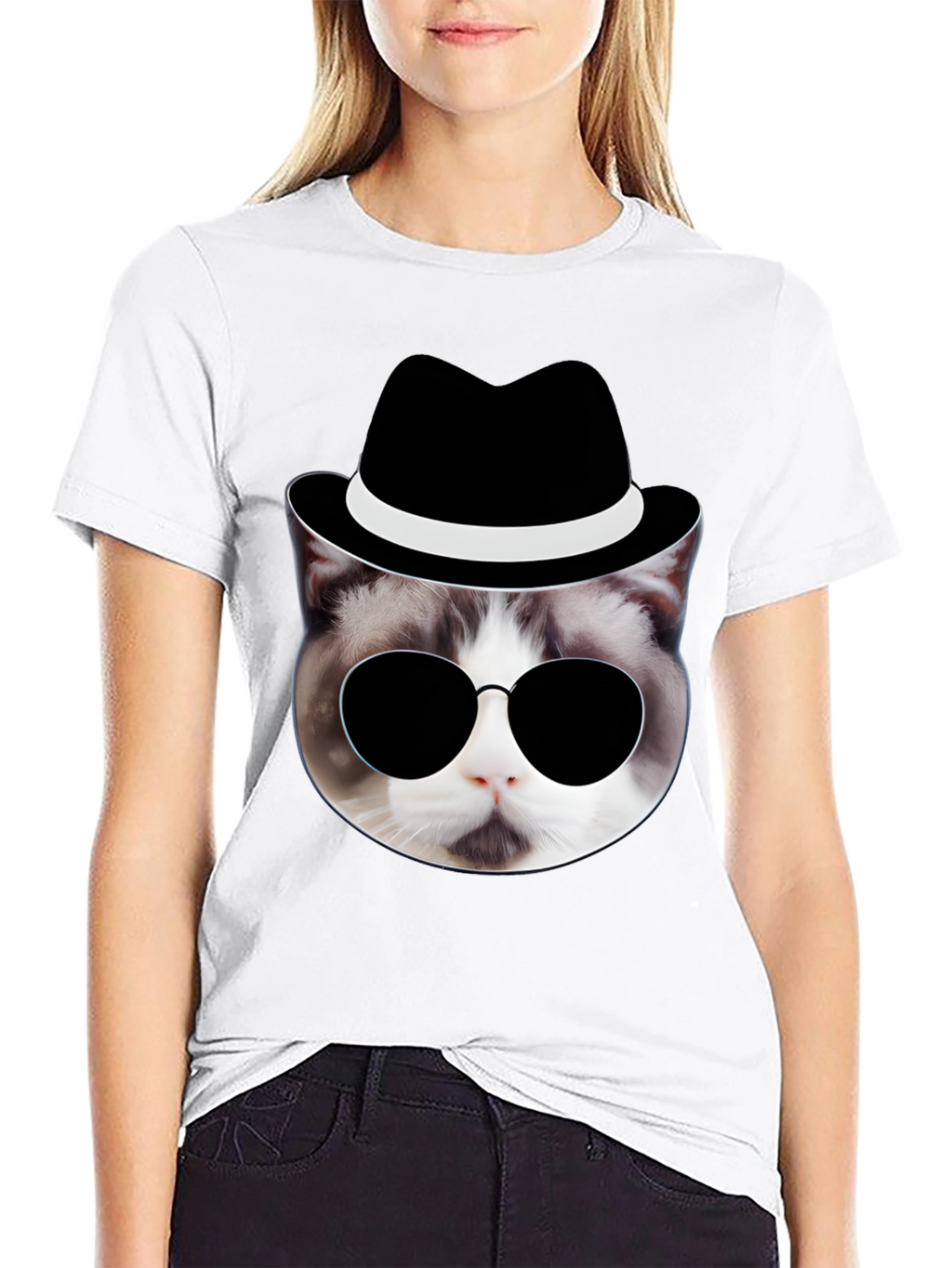 Cool Cat in Hat T-Shirt