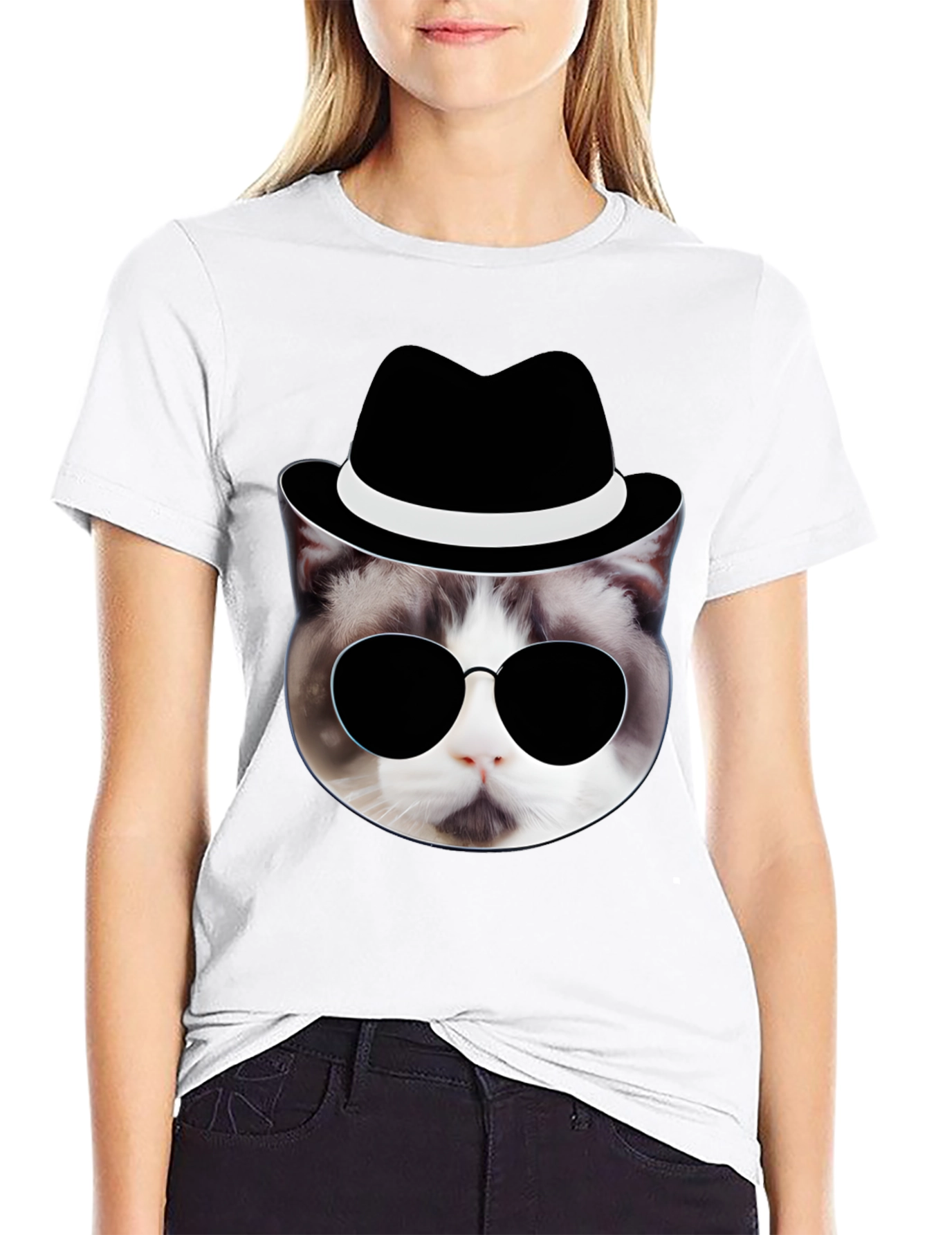 Cool Cat in Hat T-Shirt