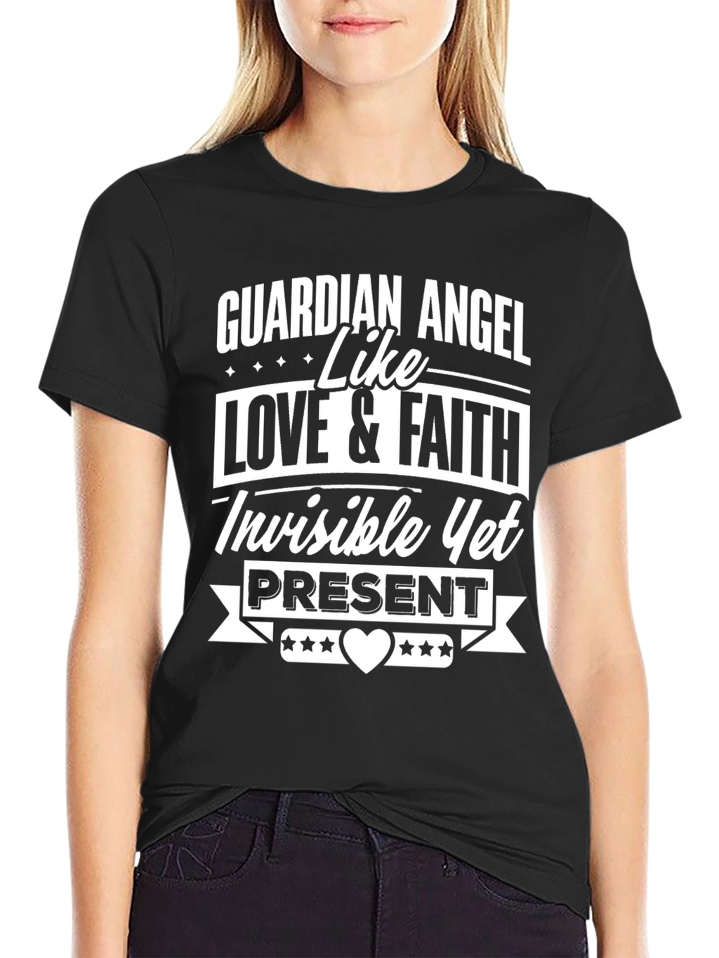Guardian Angel Love & Faith T-Shirt - Black