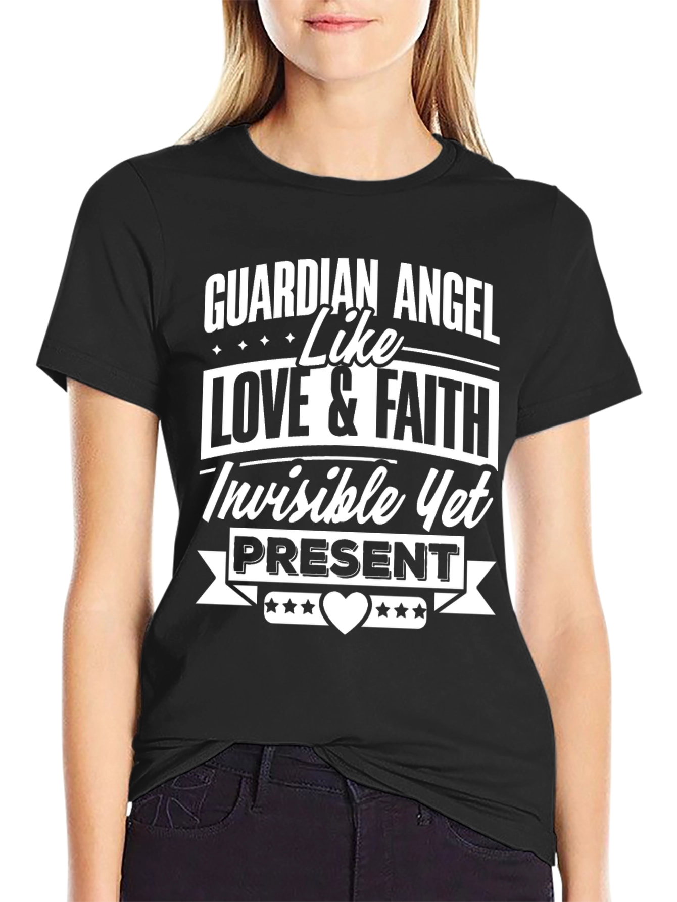 Guardian Angel Love & Faith T-Shirt - Black
