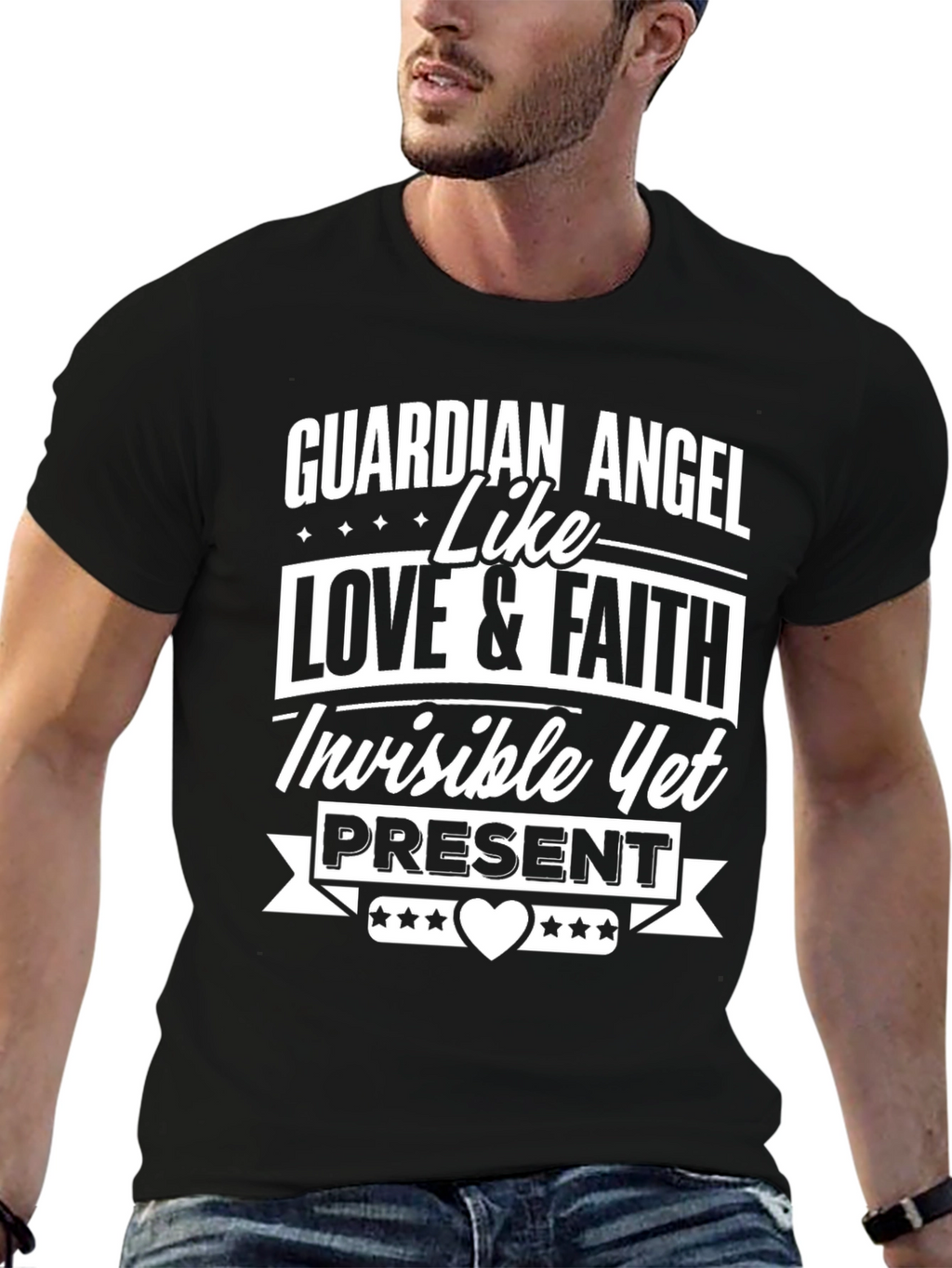 Guardian Angel Love & Faith T-Shirt - Black